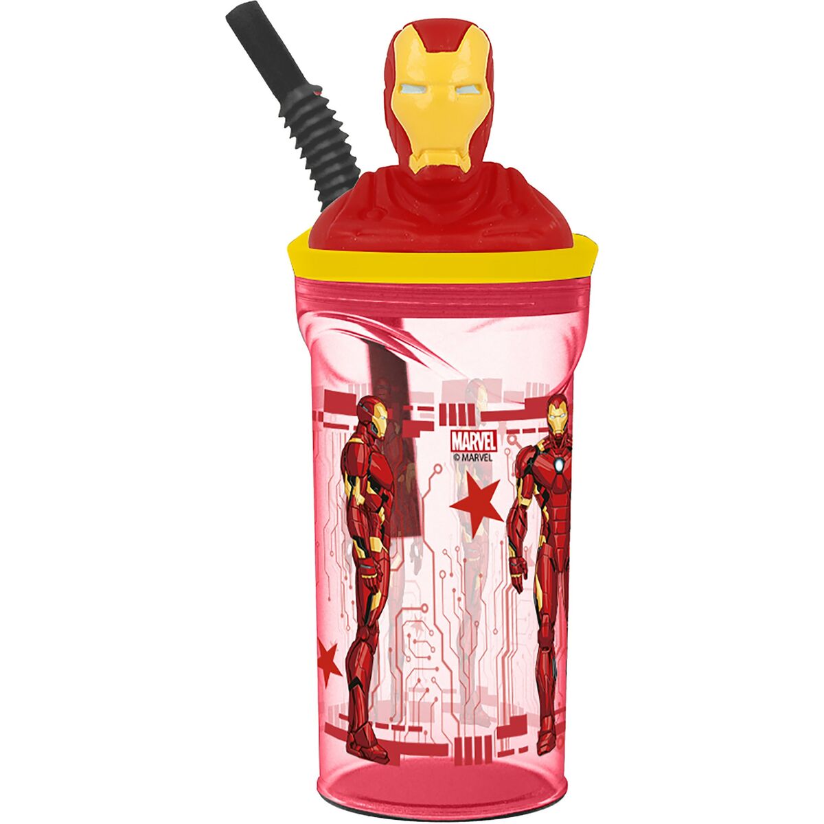Cup with Straw The Avengers Iron Man Red 3D Cup with Straw The Avengers Iron Man Red 3D
