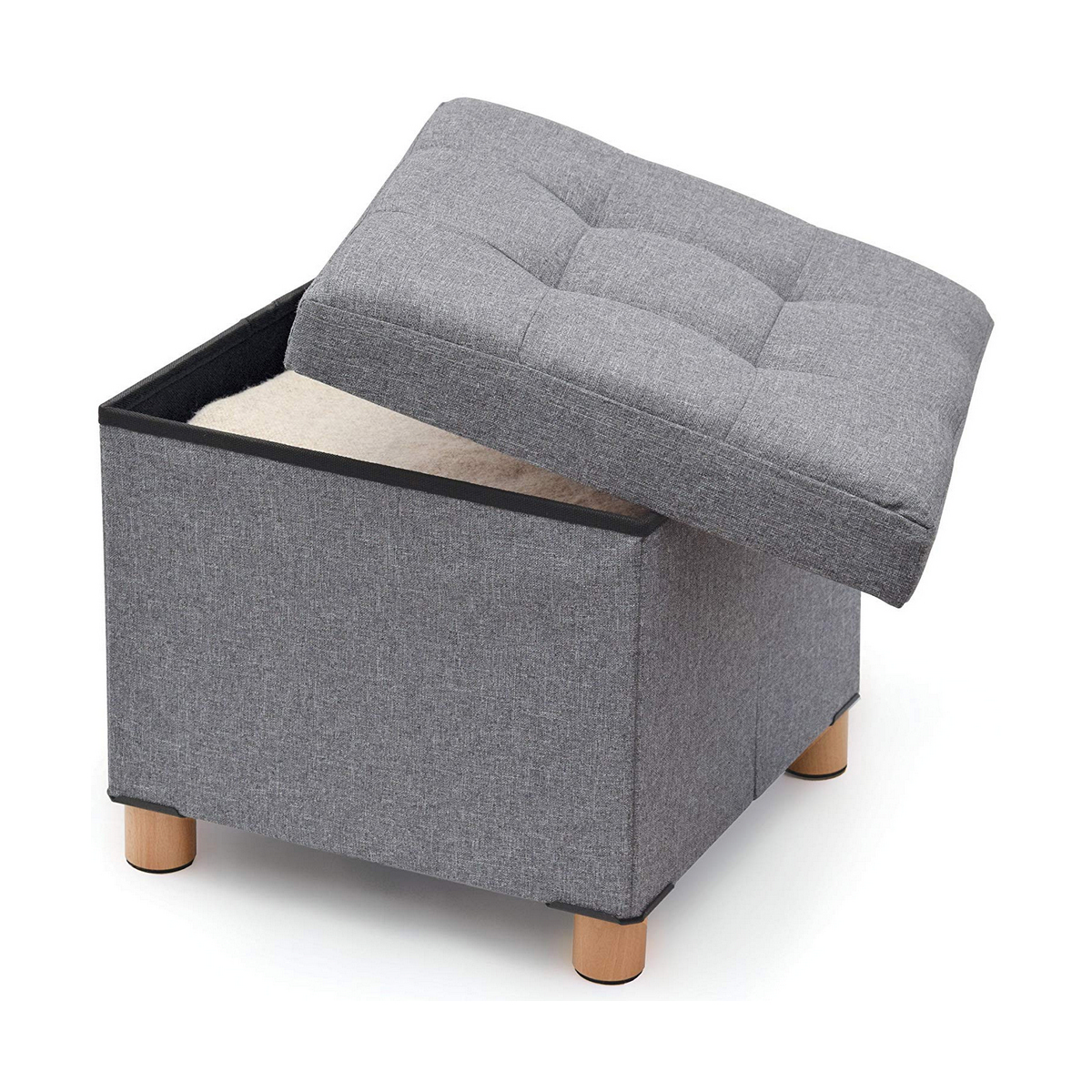 Pouffe Domopak Living Grey 38 x 38 x 34 cm Polyester Pouffe Domopak Living Grey 38 x 38 x 34 cm Polyester