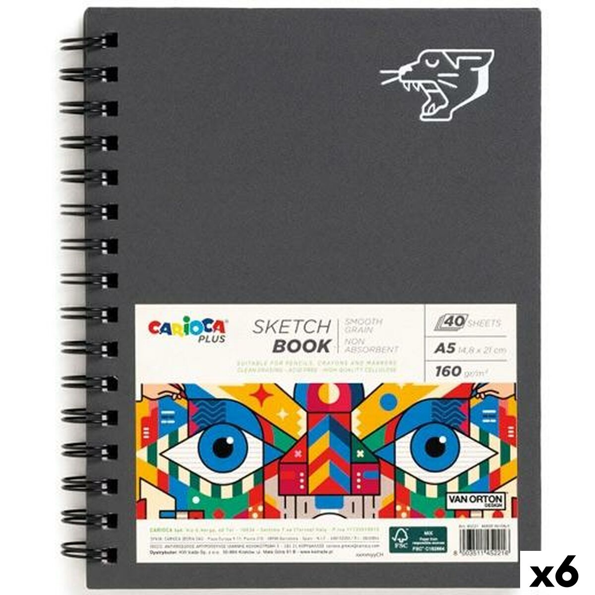 Drawing Pad Carioca PLUS SKETCHBOOK A5 40 Sheets (6 Units)