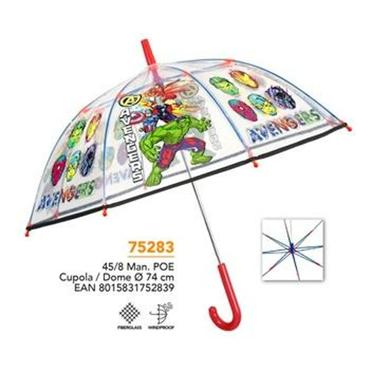 Umbrella The Avengers Perletti Transparent Fibreglass 74 cm Children’s