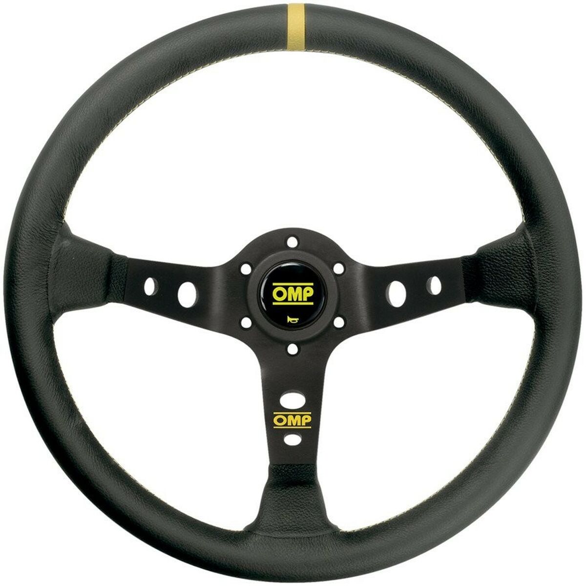Racing Steering Wheel OMP OD/1956/N  35 cm Black/Yellow Black Racing Steering Wheel OMP OD/1956/N  35 cm Black/Yellow Black