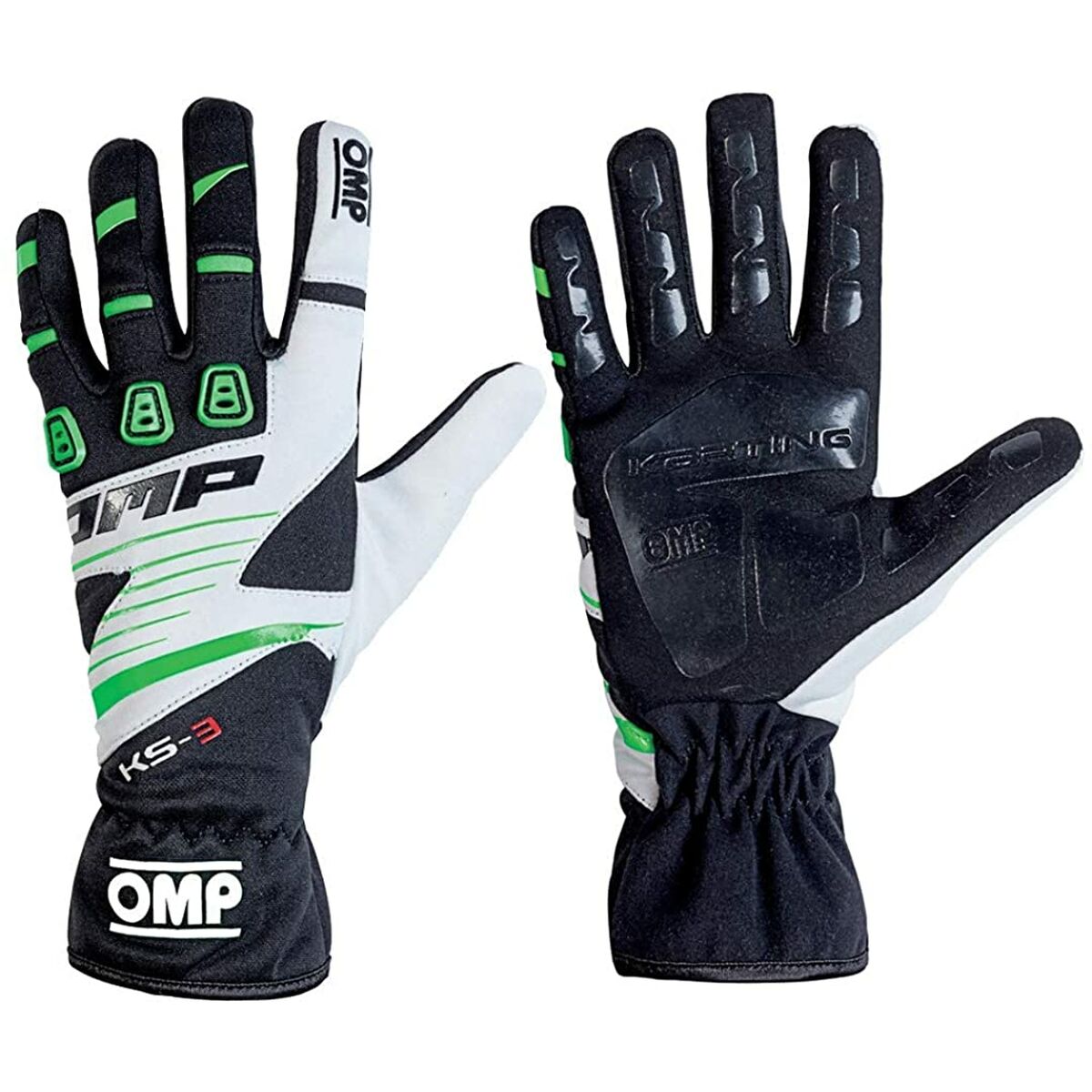 Karting Gloves OMP KS-3 MY2018 XXS kart White Black Green Karting Gloves OMP KS-3 MY2018 XXS kart White Black Green