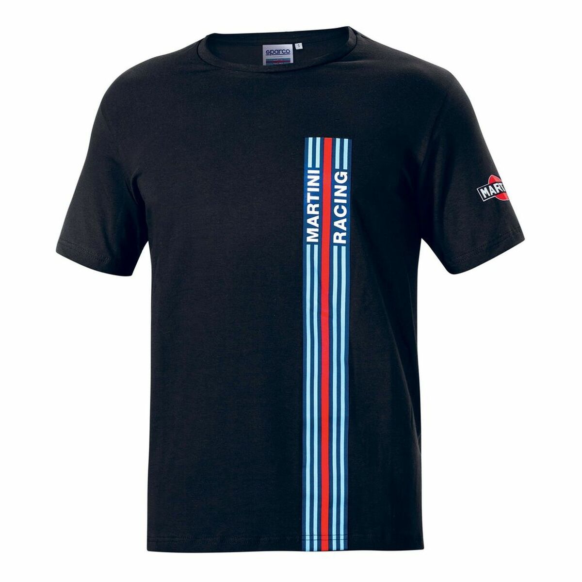 Mens Short Sleeve T-Shirt Sparco Martini Racing Black (Size M)