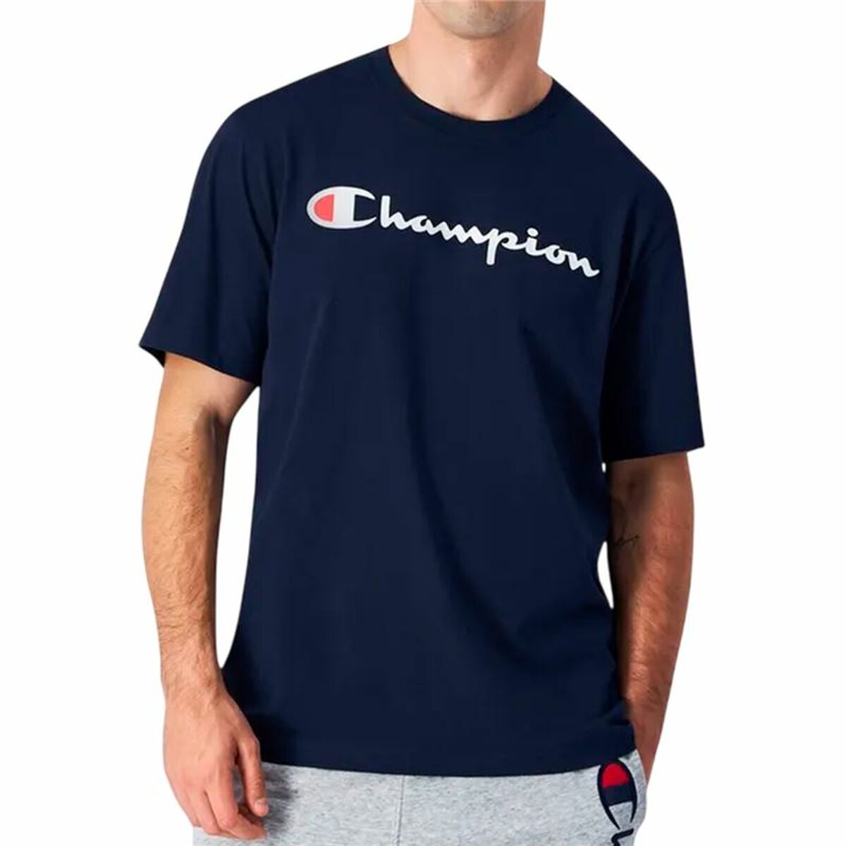 Men’s Short Sleeve T-Shirt Champion Champion Crewneck Navy Blue