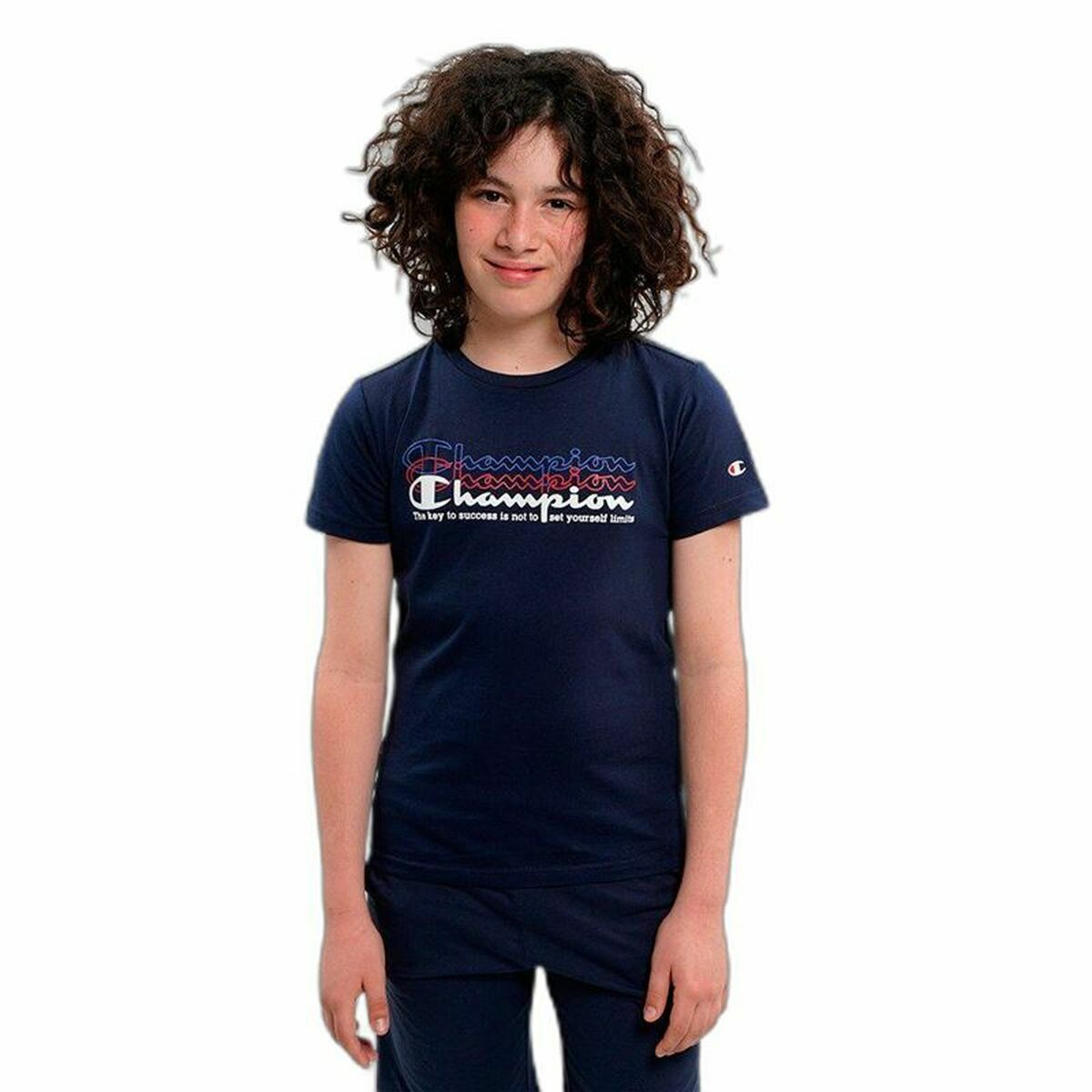 Childrenâs Short Sleeve T-Shirt Champion Crewneck Blue Childrenâs Short Sleeve T-Shirt Champion Crewneck Blue