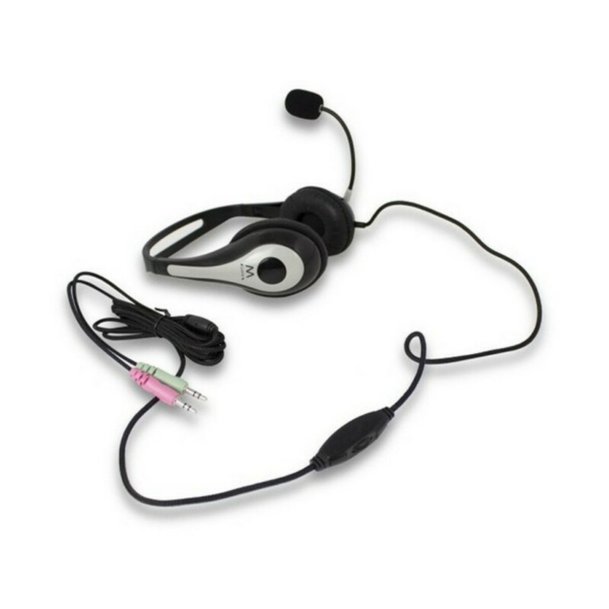 Headphones with Microphone Ewent EW3562 Black Black/Silver Headphones with Microphone Ewent EW3562 Black Black/Silver