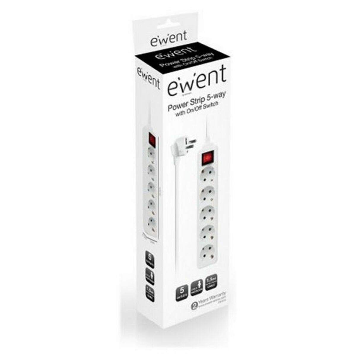 Power Socket – 5 sockets with Switch Ewent EW3916 (1,5 m)