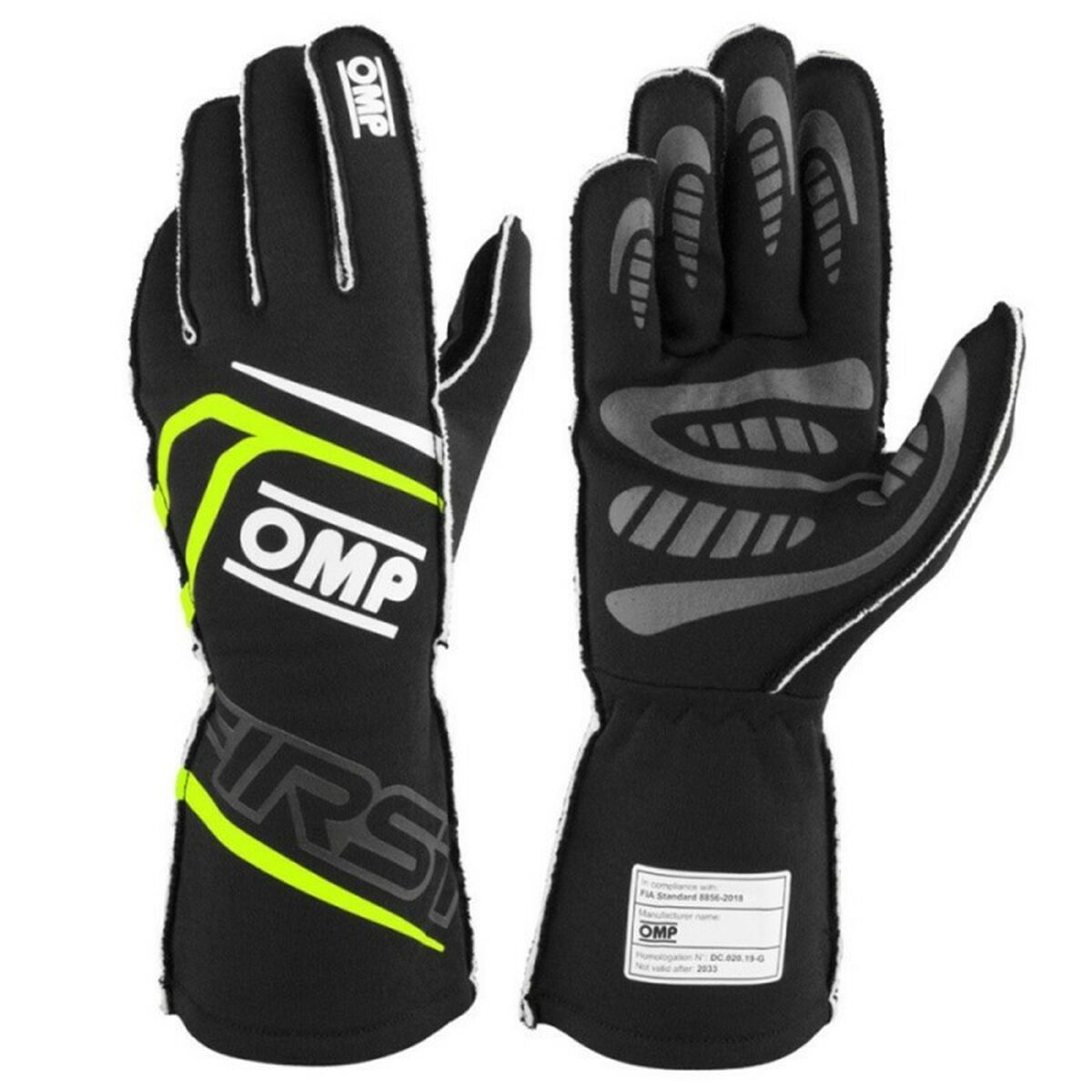Karting Gloves OMP MY2025 Yellow Black FIA 8856-2018 Karting Gloves OMP MY2025 Yellow Black FIA 8856-2018
