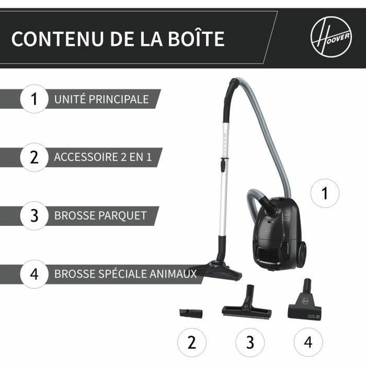 vacuum cleaner Hoover HE120PET 011 Black Grey 700 W