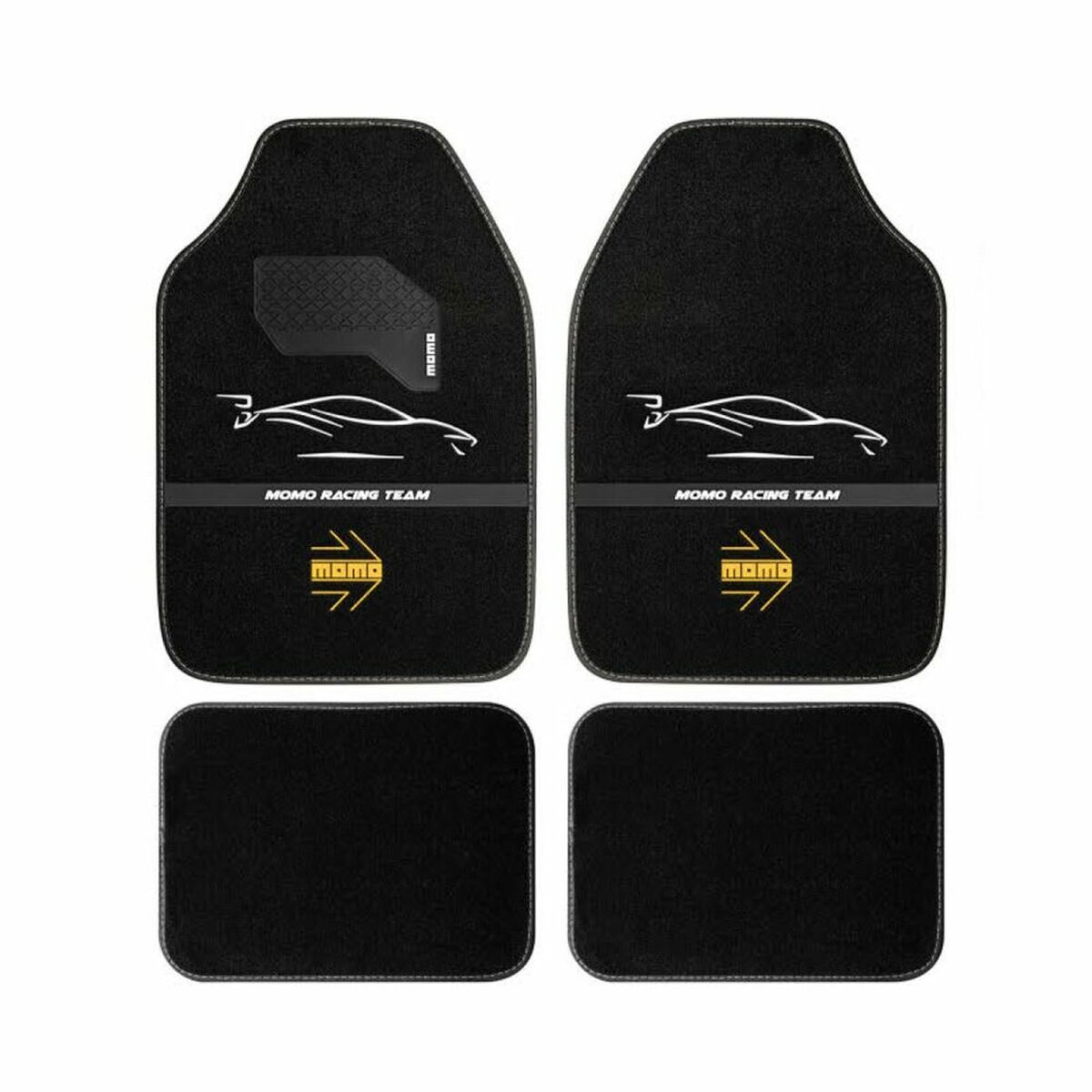 Car Floor Mat MOMO MomlCM4A7BW White/Black Universal Car Floor Mat MOMO MomlCM4A7BW White/Black Universal