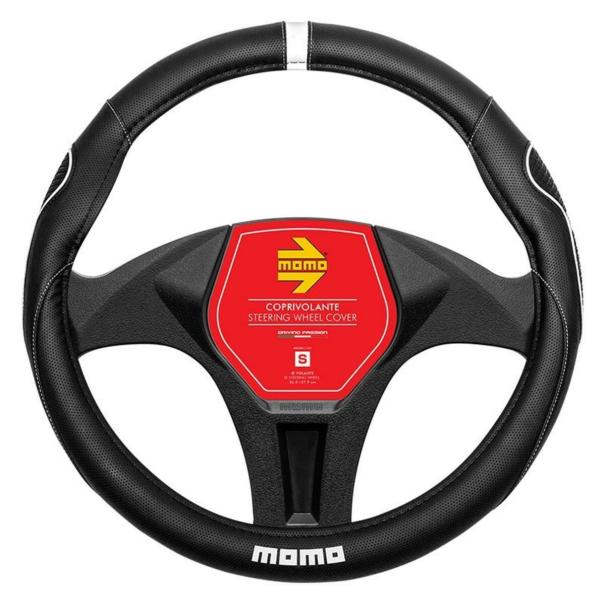 Steering Wheel Cover MOMO MOMLSWC014BWS Black/White Ø 36 cm Steering Wheel Cover MOMO MOMLSWC014BWS Black/White Ø 36 cm