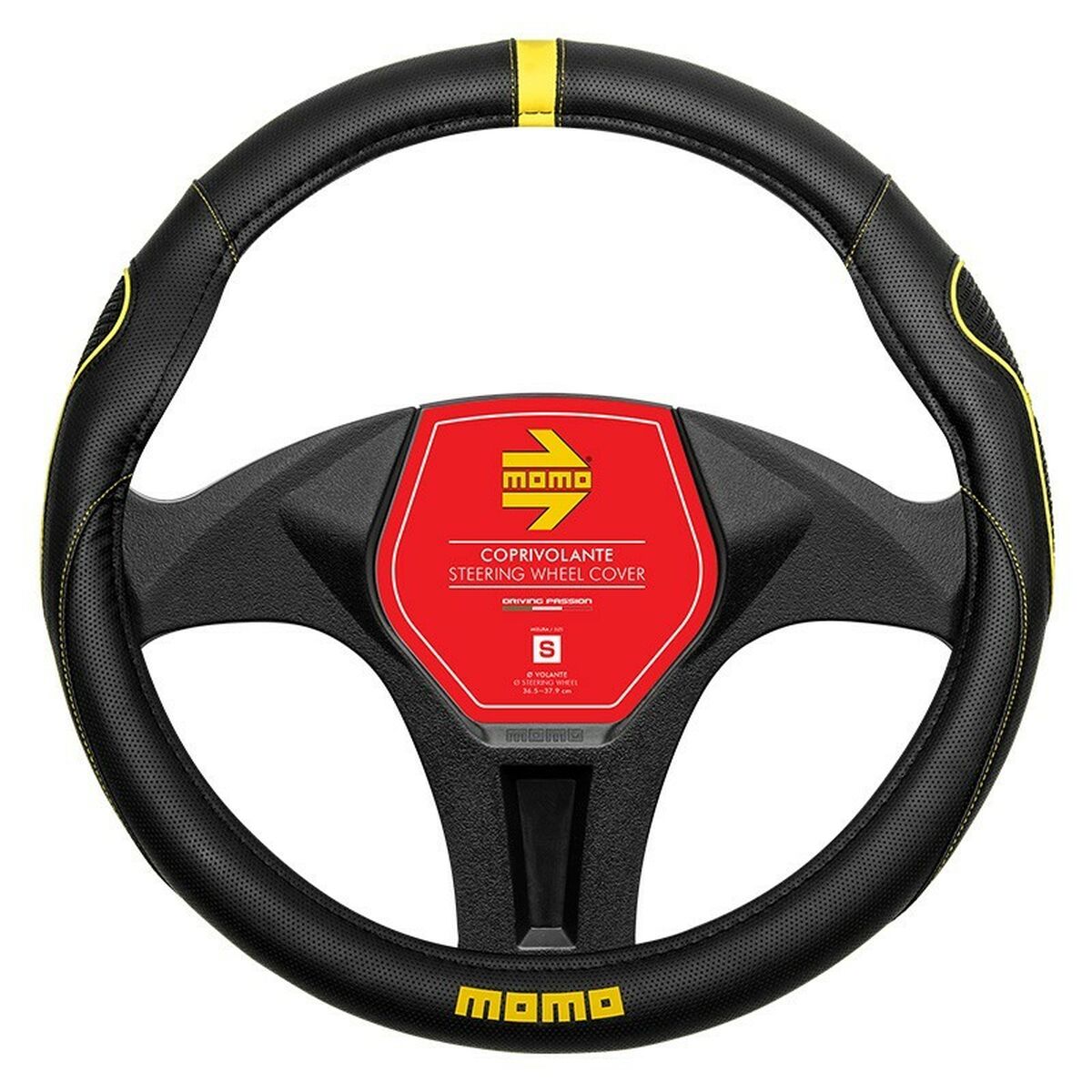 Steering Wheel Cover MOMO MOMLSWC014BYS Yellow Black Ø 36 cm Steering Wheel Cover MOMO MOMLSWC014BYS Yellow Black Ø 36 cm