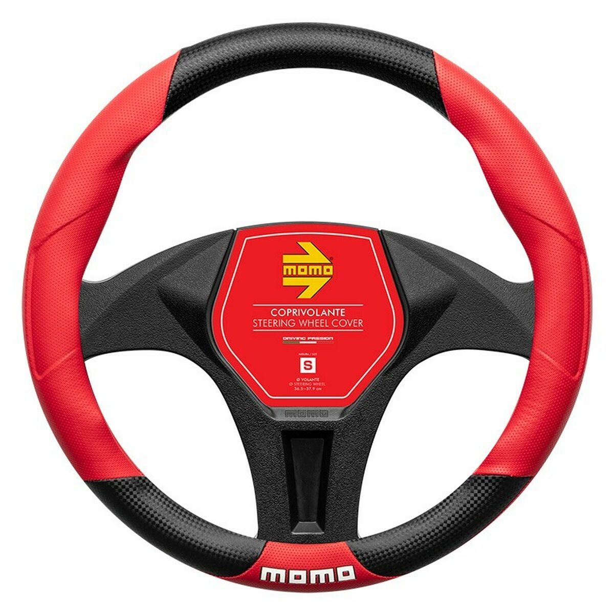 Steering Wheel Cover MOMO MOMLSWC016BRS Black/Red 36 cm Steering Wheel Cover MOMO MOMLSWC016BRS Black/Red 36 cm