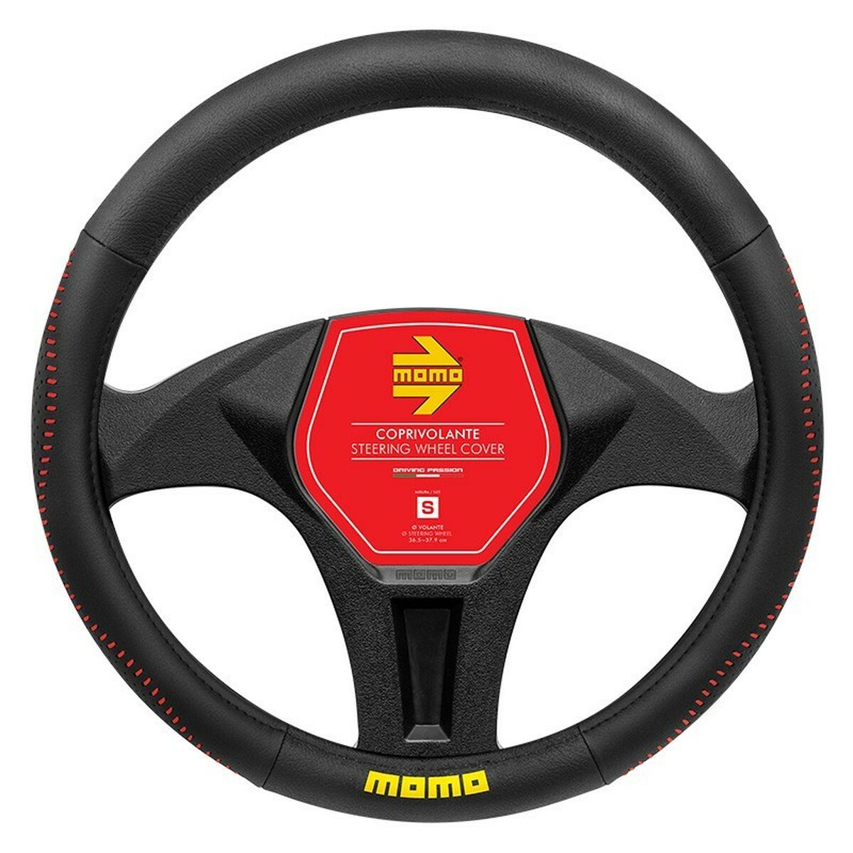 Steering Wheel Cover MOMO MOMLSWC018BRS Black/Red à 36 cm Steering Wheel Cover MOMO MOMLSWC018BRS Black/Red à 36 cm