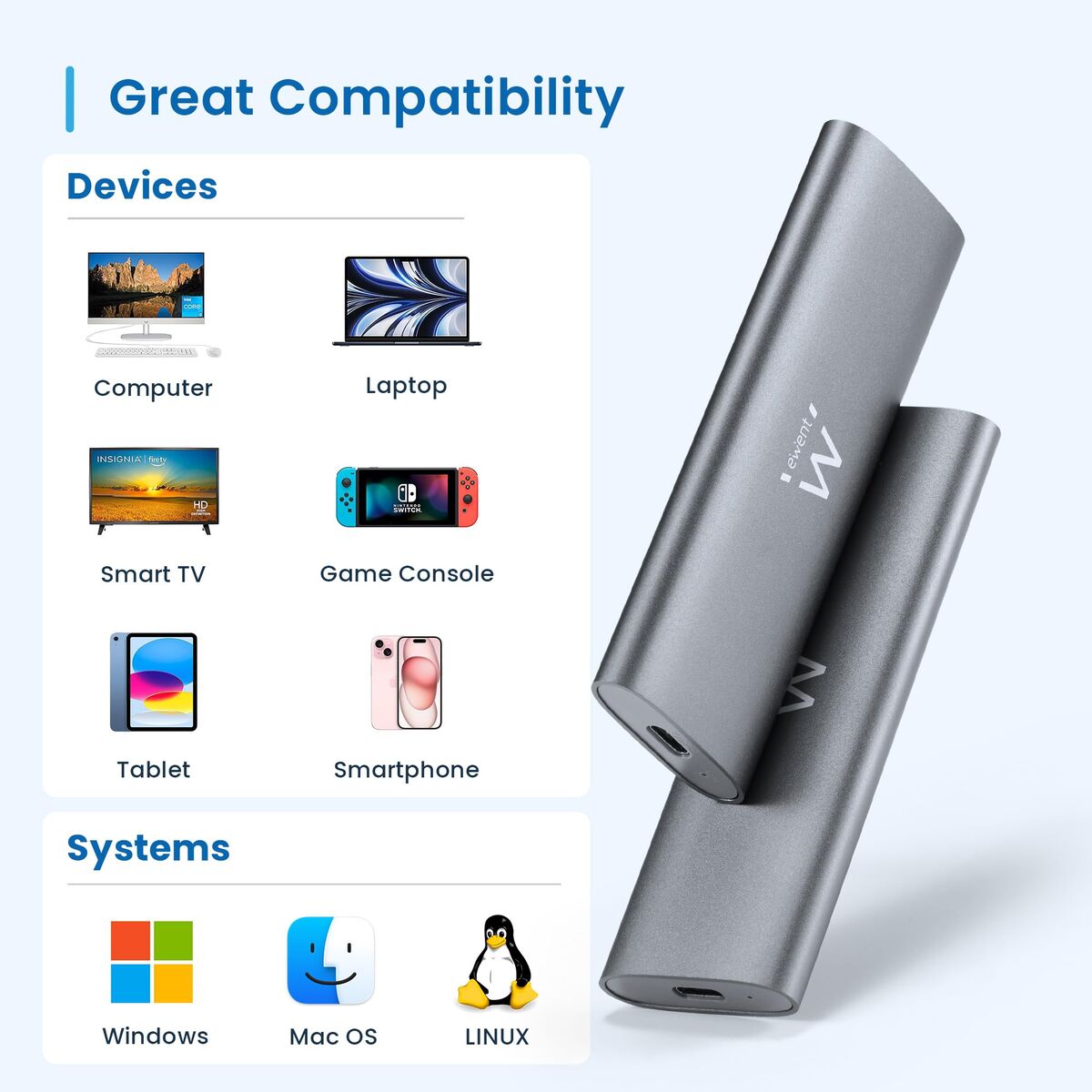 External Hard Drive Ewent EW7061 Grey