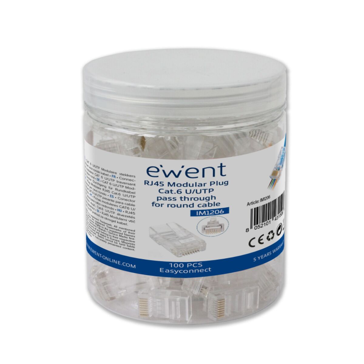 UTP Category 6 Rigid Network Cable Ewent IM1206 Transparent 100 Units UTP Category 6 Rigid Network Cable Ewent IM1206 Transparent 100 Units