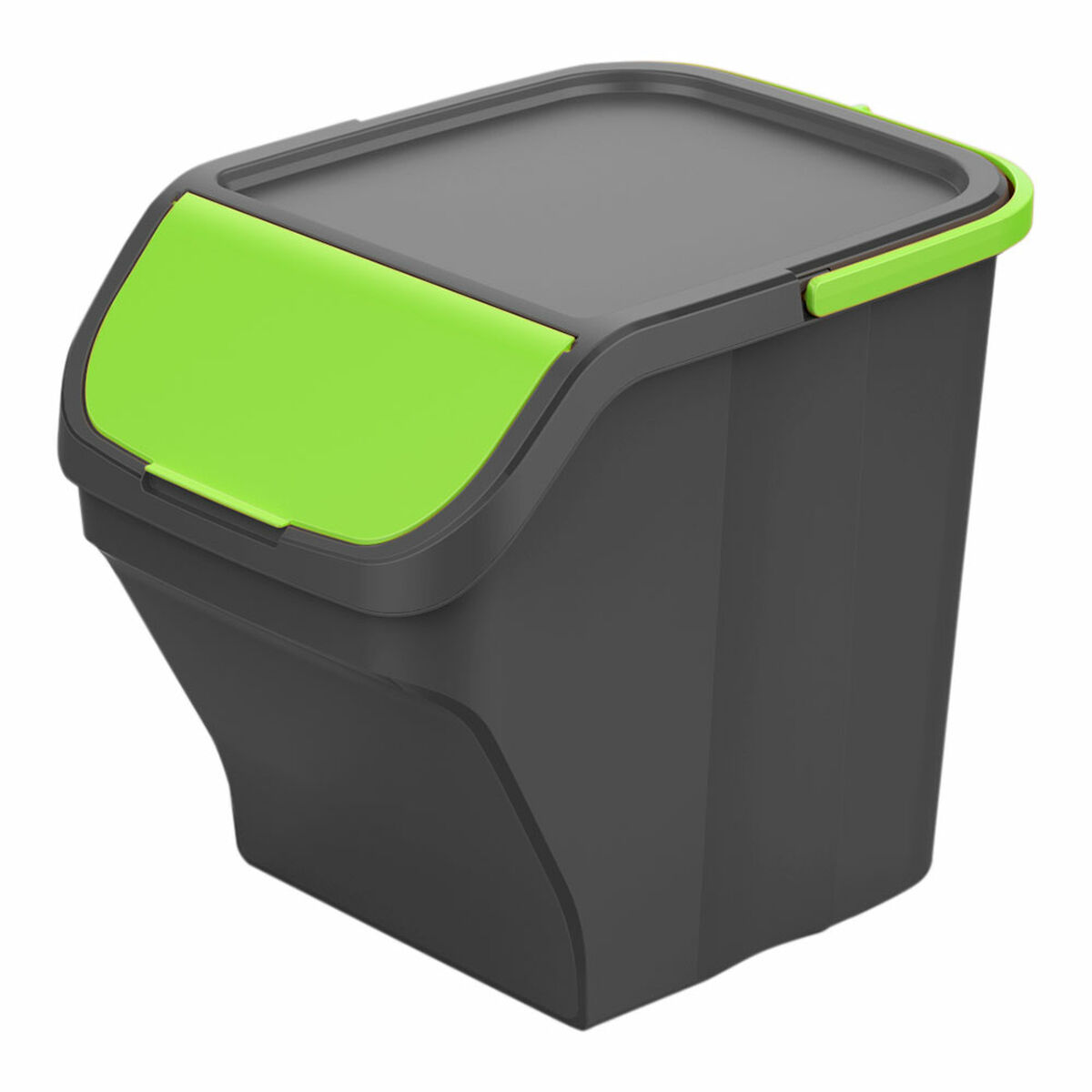 Recycling Waste Bin Mondex Stack N’ Sort Green Grey 25 L With lid 40 x 30 x 34 cm