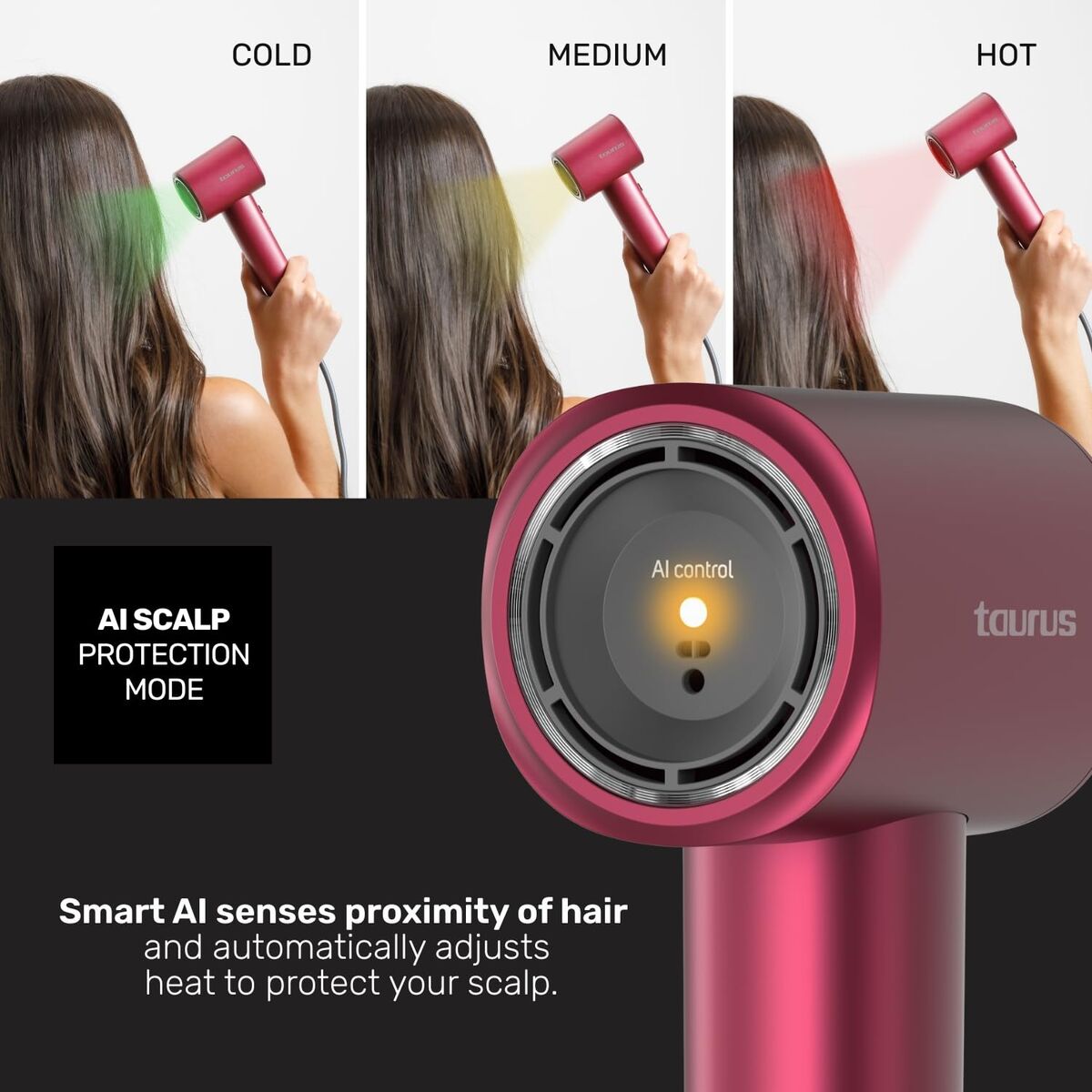 Hairdryer Taurus Maroon 2400 W