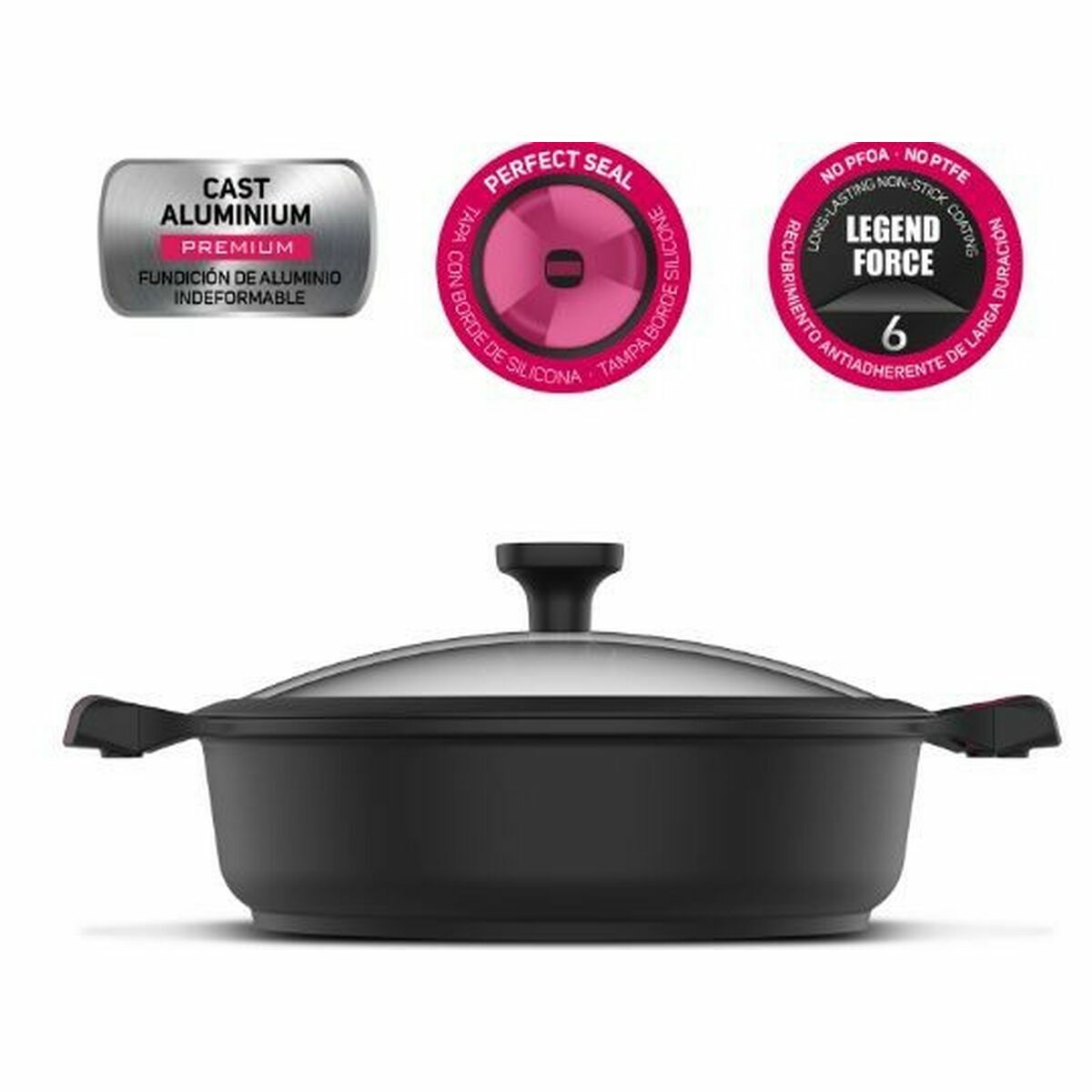 Casserole with lid Taurus 980929000 Black Ø 28 cm