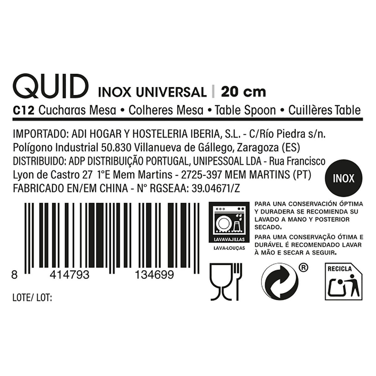 Set of Spoons Quid Inox Universal Metal (12 Units)