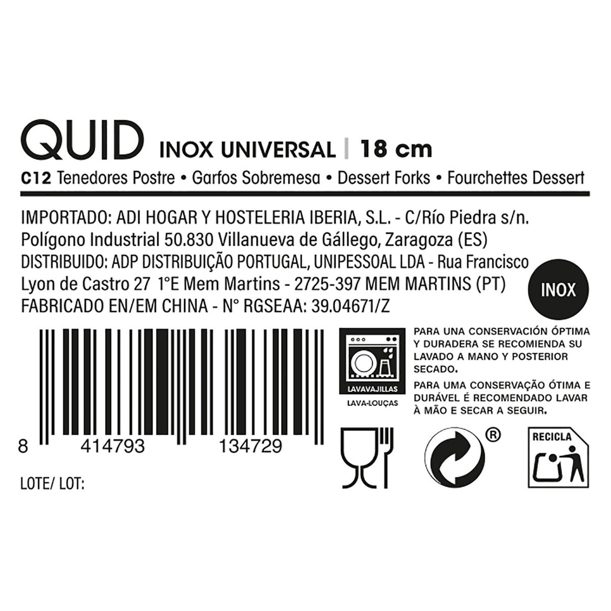 Set of Dessert Forks Quid Inox Universal 12 Units