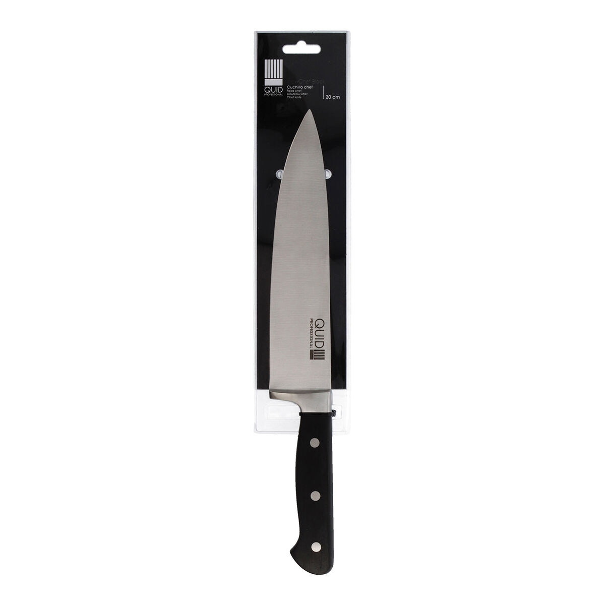 Chef’s knife Quid Professional Inox Chef Black Black Metal 20 cm (Pack 6x)