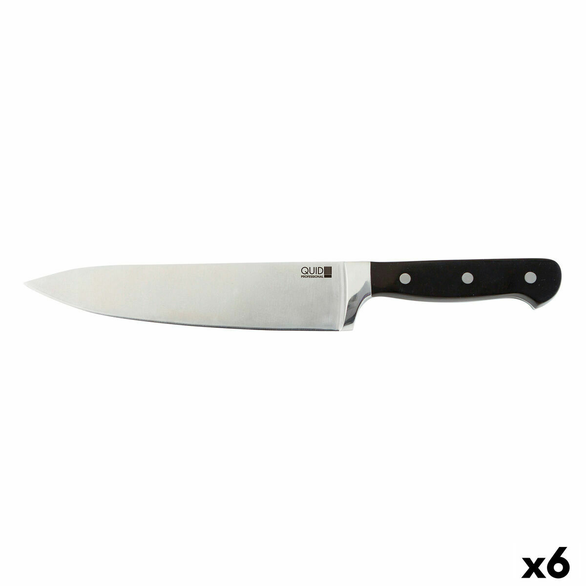 Chef’s knife Quid Professional Inox Chef Black Black Metal 20 cm (Pack 6x)