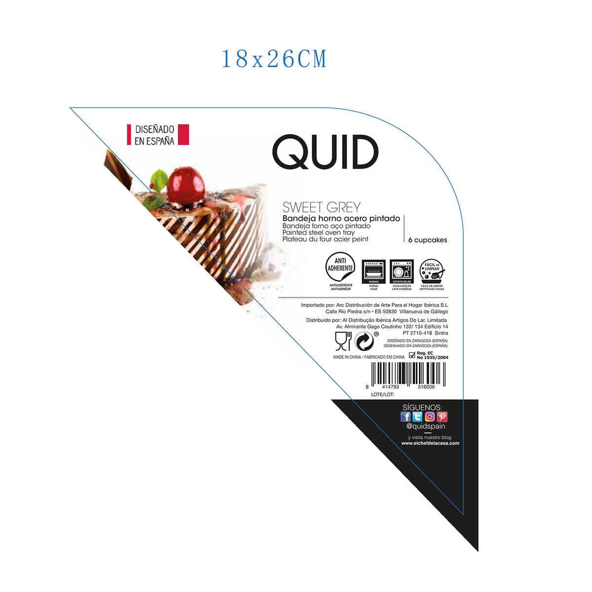 Baking Mould Quid Sweet Stainless steel (27 x 19 x 3 cm) (6 Servings)