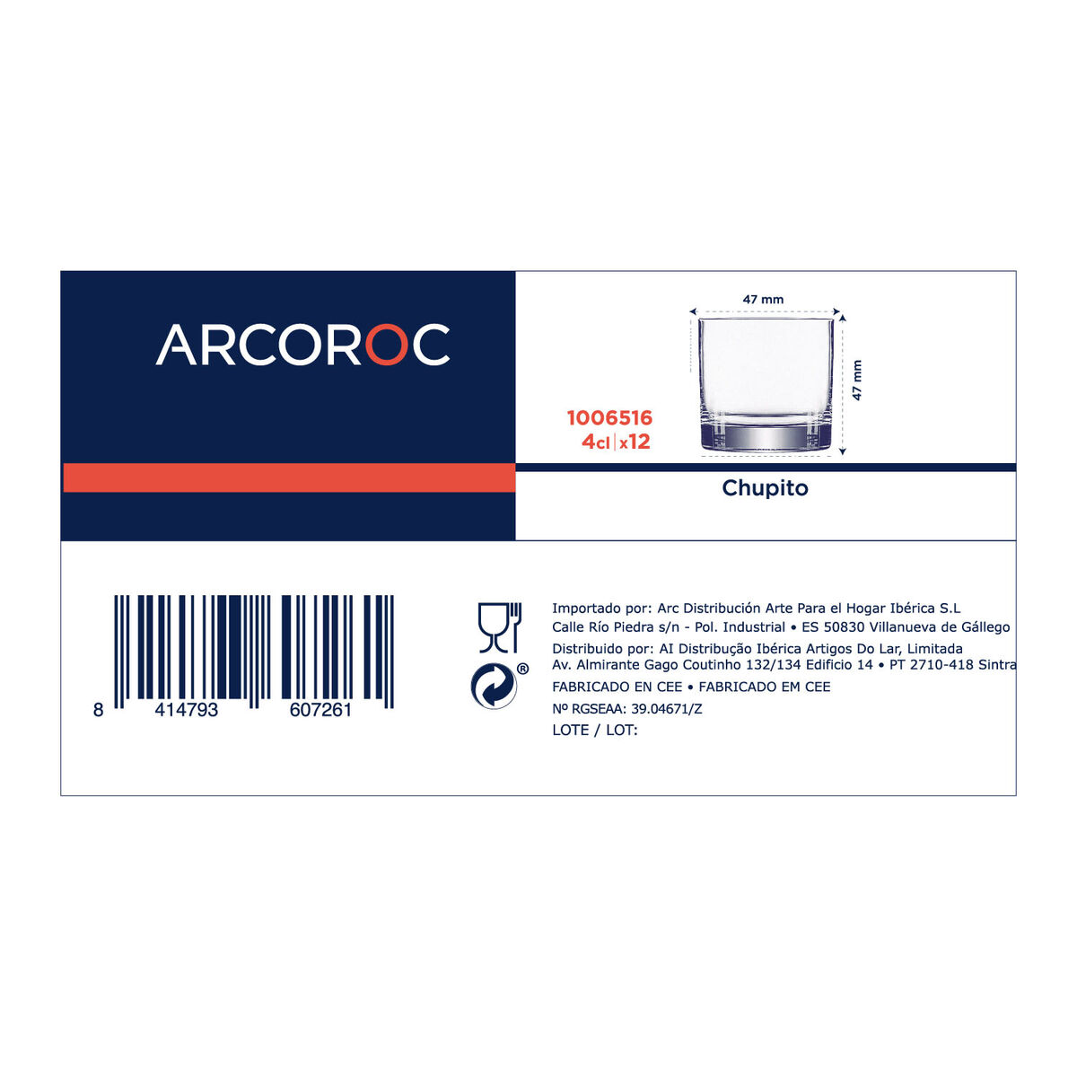Set of Shot Glasses Arcoroc Chupito Transparent Glass 40 ml (12 Units)