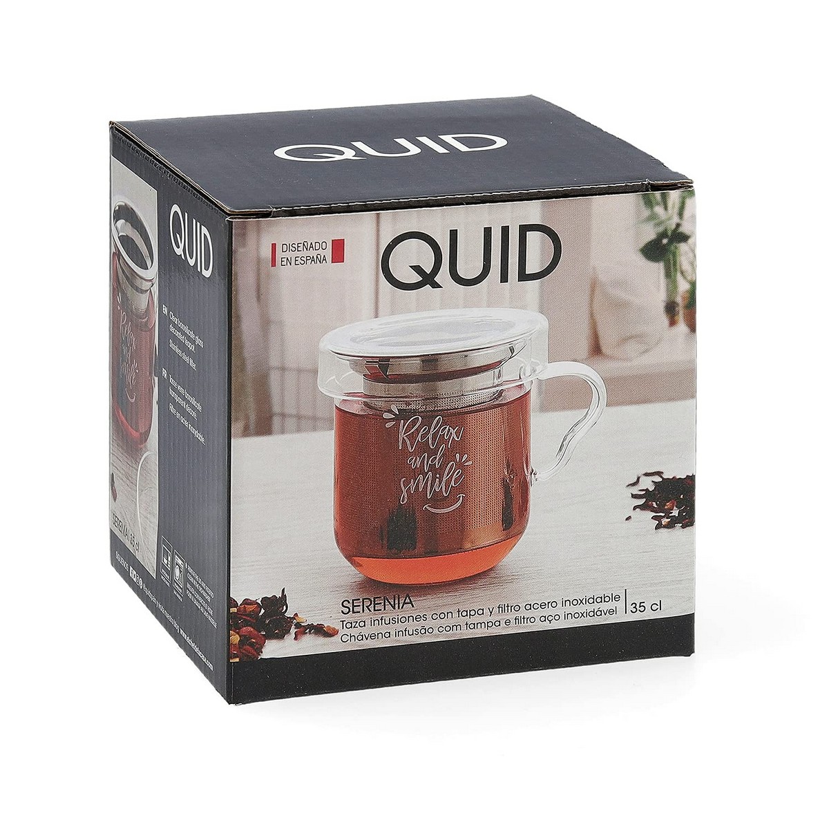 Cup with Tea Filter Quid Serenia Transparent 350 ml (3 Pieces)