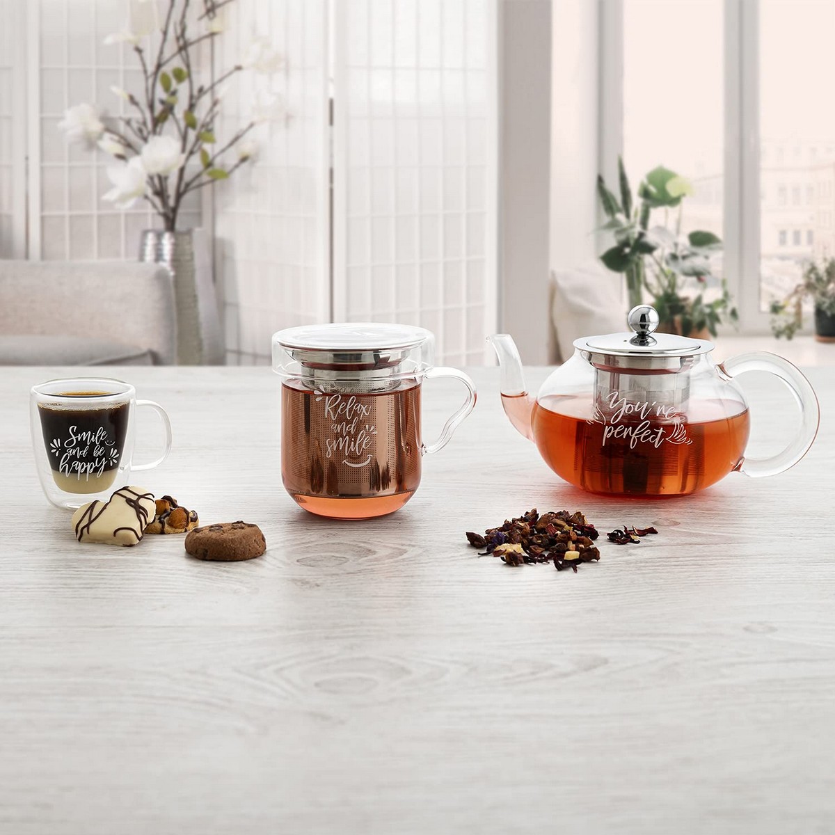 Cup with Tea Filter Quid Serenia Transparent 350 ml (3 Pieces)