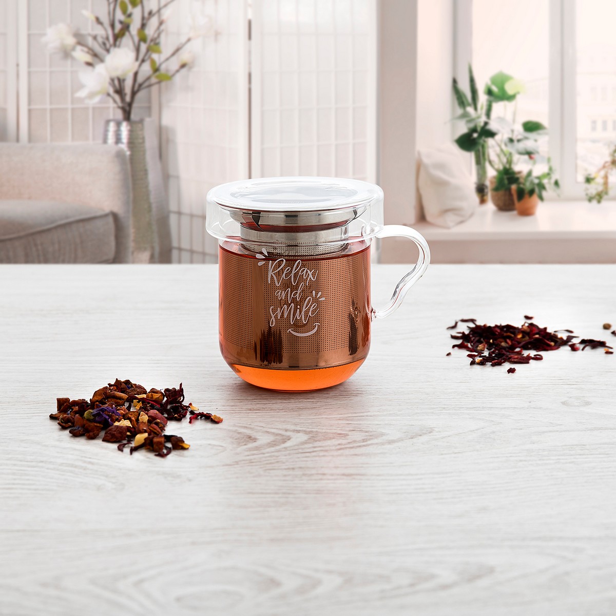 Cup with Tea Filter Quid Serenia Transparent 350 ml (3 Pieces)