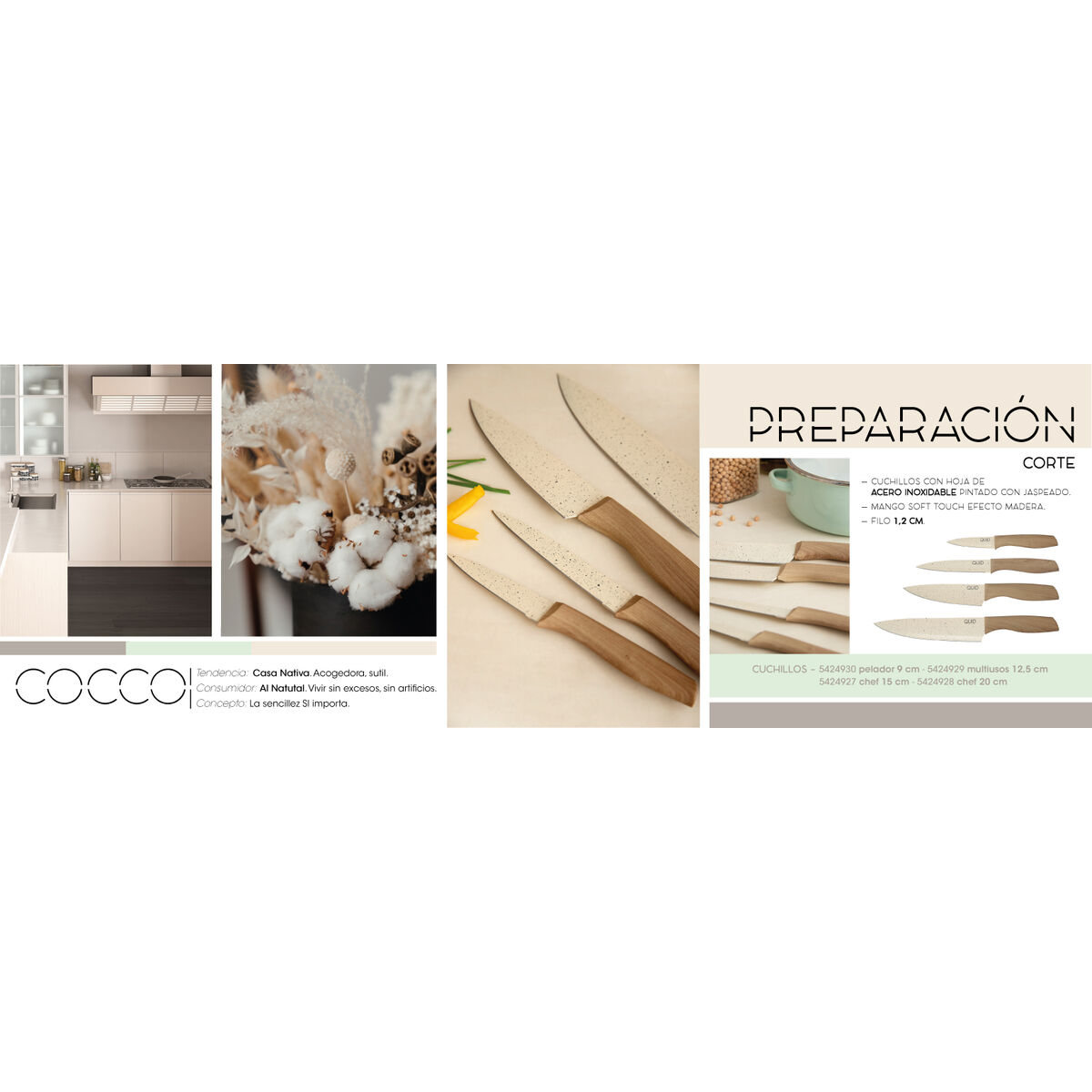 Chef’s knife Quid Cocco Brown Metal 20 cm (Pack 12x)