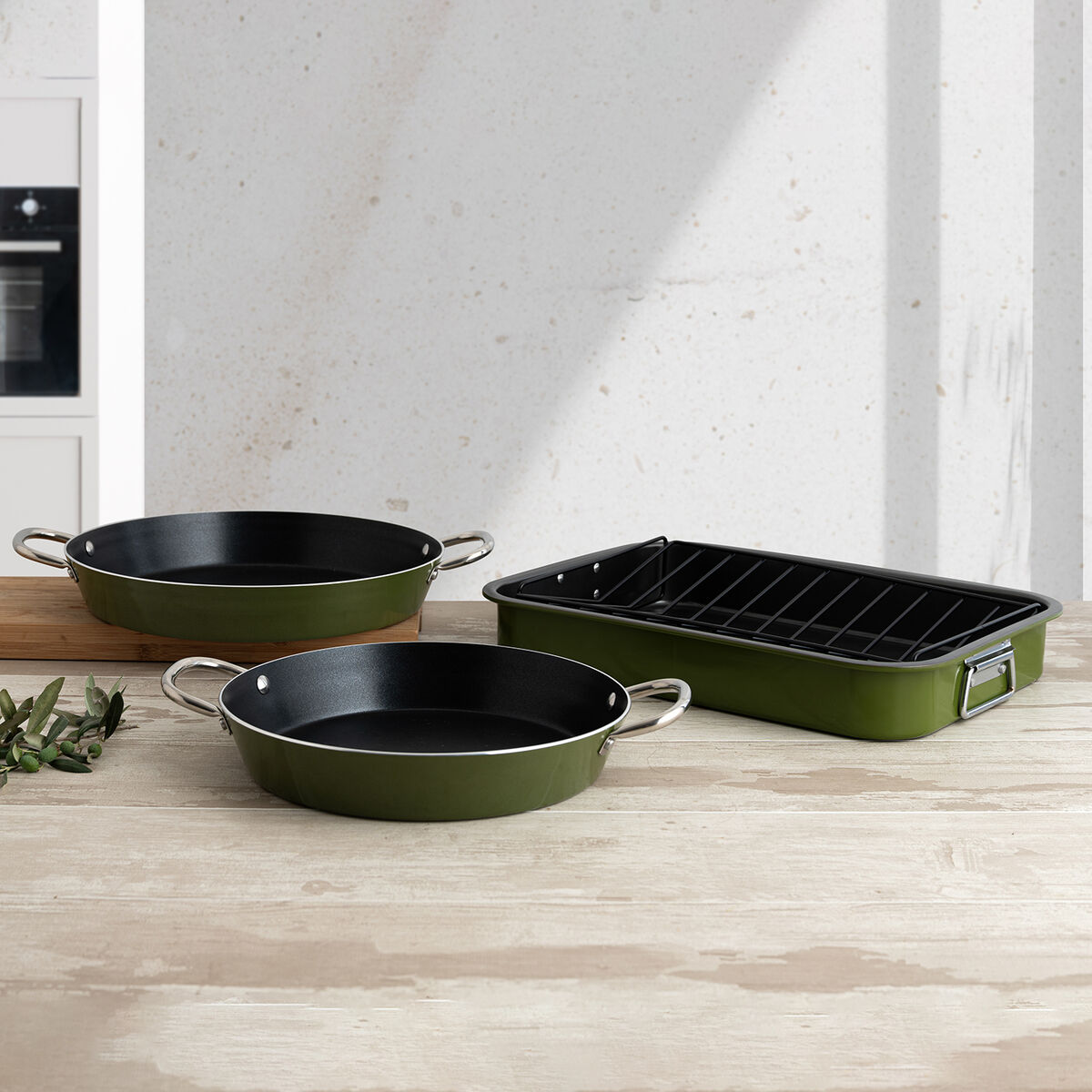 Roasting Tin Quid Naturalia Green Metal 42 x 30,5 x 6,3 cm Grille