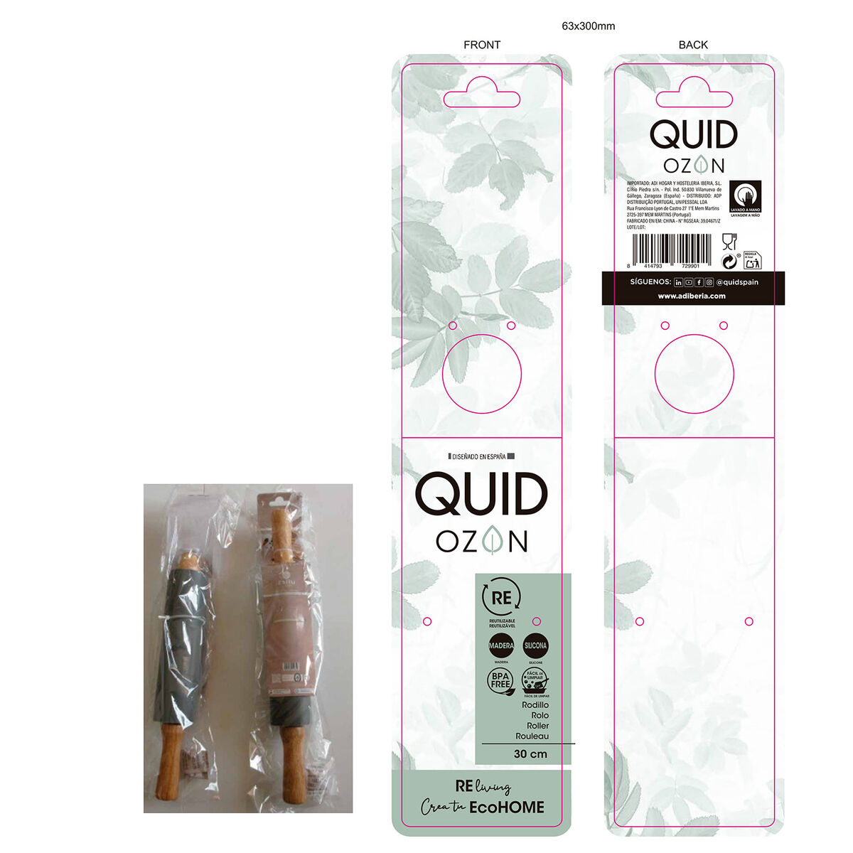 Pastry Roller Quid Ozon Plastic 30 cm Green