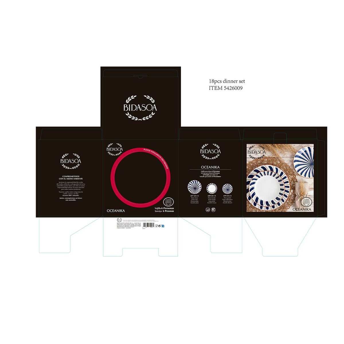 Tableware Bidasoa Oceanika Blue Ceramic 18 Pieces
