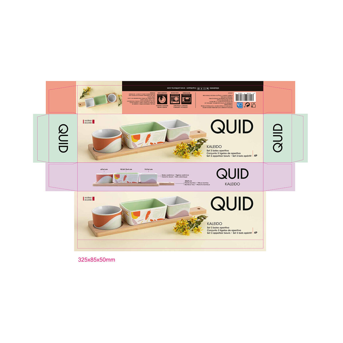 Serving set Quid Kaleido Multicolour Wood 32 x 8 x 4,6 cm 4 Pieces