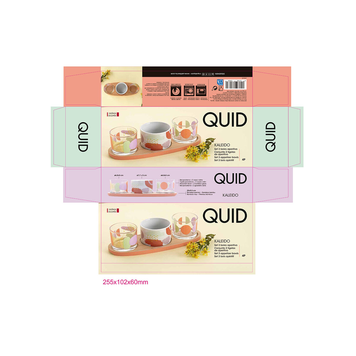 Serving set Quid Kaleido Multicolour Wood 25 x 10 x 5,5 cm (4 Pieces)