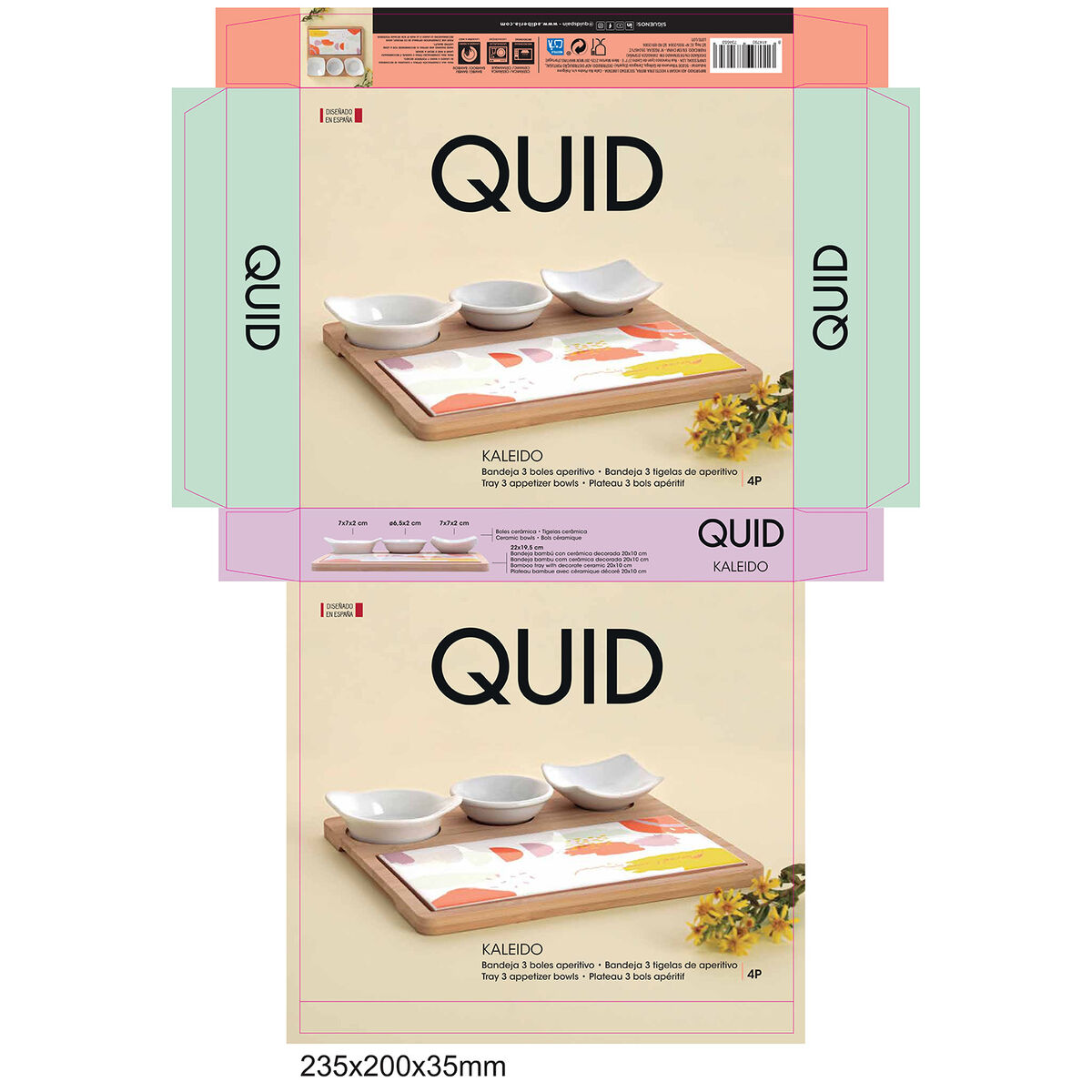 Serving set Quid Kaleido Multicolour Wood 23 x 19,5 x 3,5 cm 5 Pieces