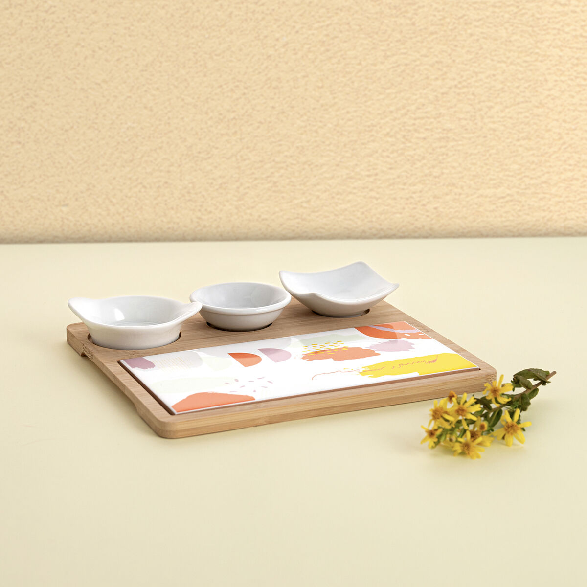 Serving set Quid Kaleido Multicolour Wood 23 x 19,5 x 3,5 cm 5 Pieces