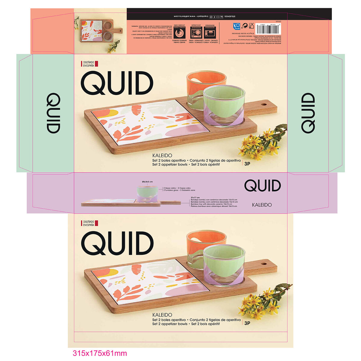 Serving set Quid Kaleido Multicolour Wood 31 x 17 x 6 cm 4 Pieces