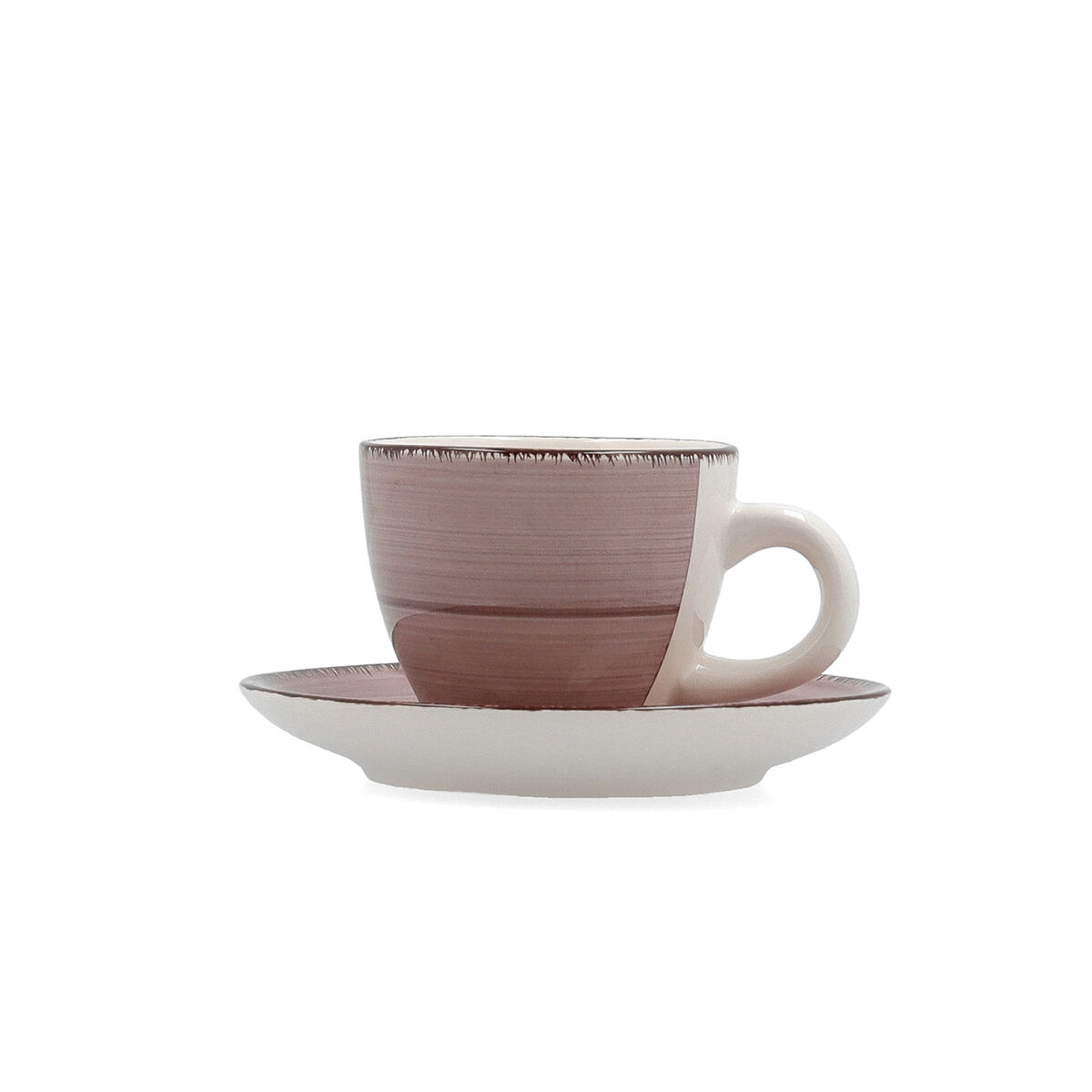 Cup with Plate Quid Vita Morning Pink Ceramic 90 ml (6 Units)