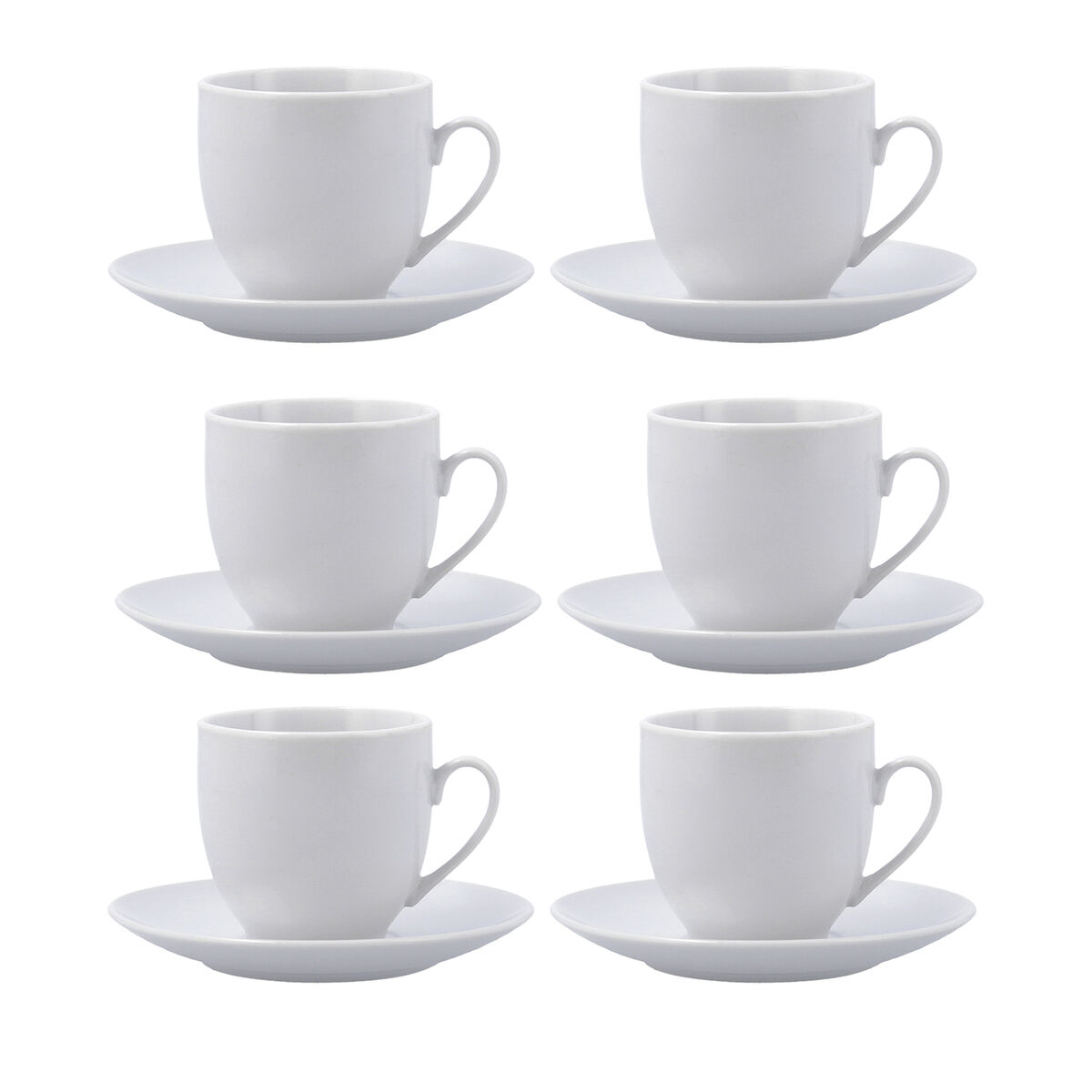 Cup with Plate Quid New Renova White Ceramic 200 ml (6 Units)