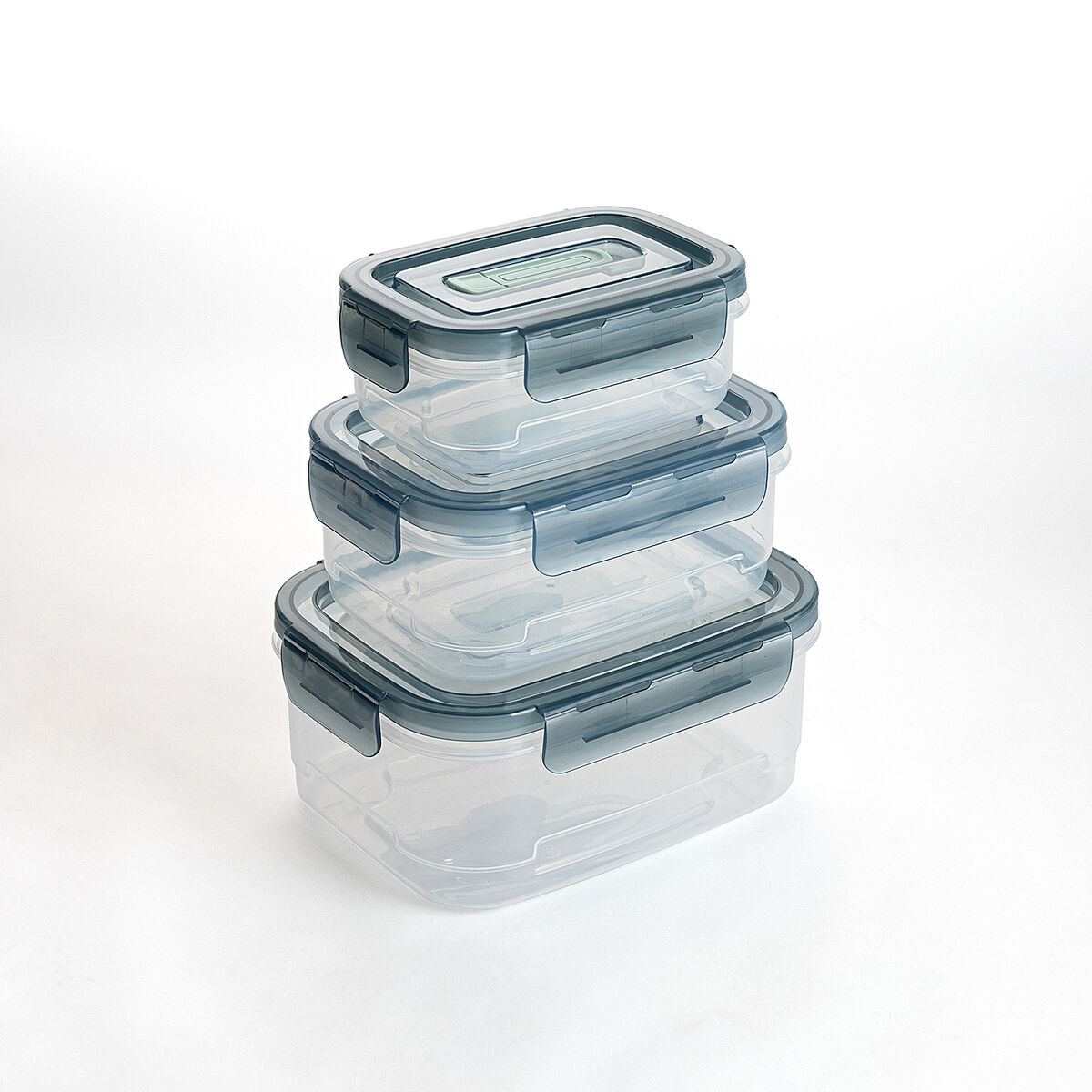 Set of lunch boxes Quid Minimal Green Plastic 500 ml 1 L 1,8 L 3 Pieces