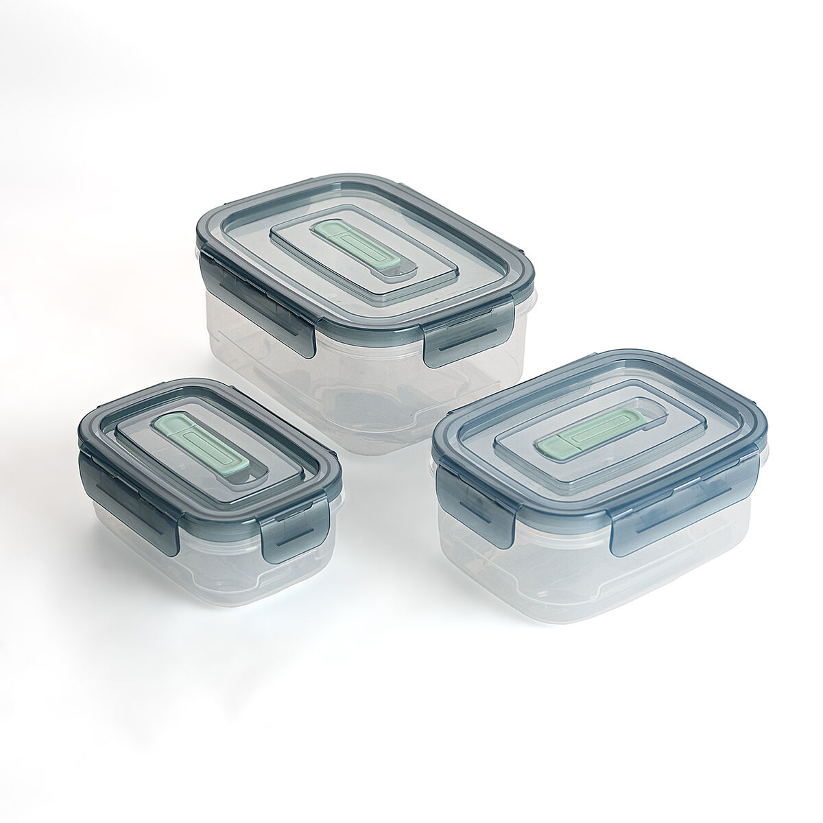 Set of lunch boxes Quid Minimal Green Plastic 500 ml 1 L 1,8 L 3 Pieces
