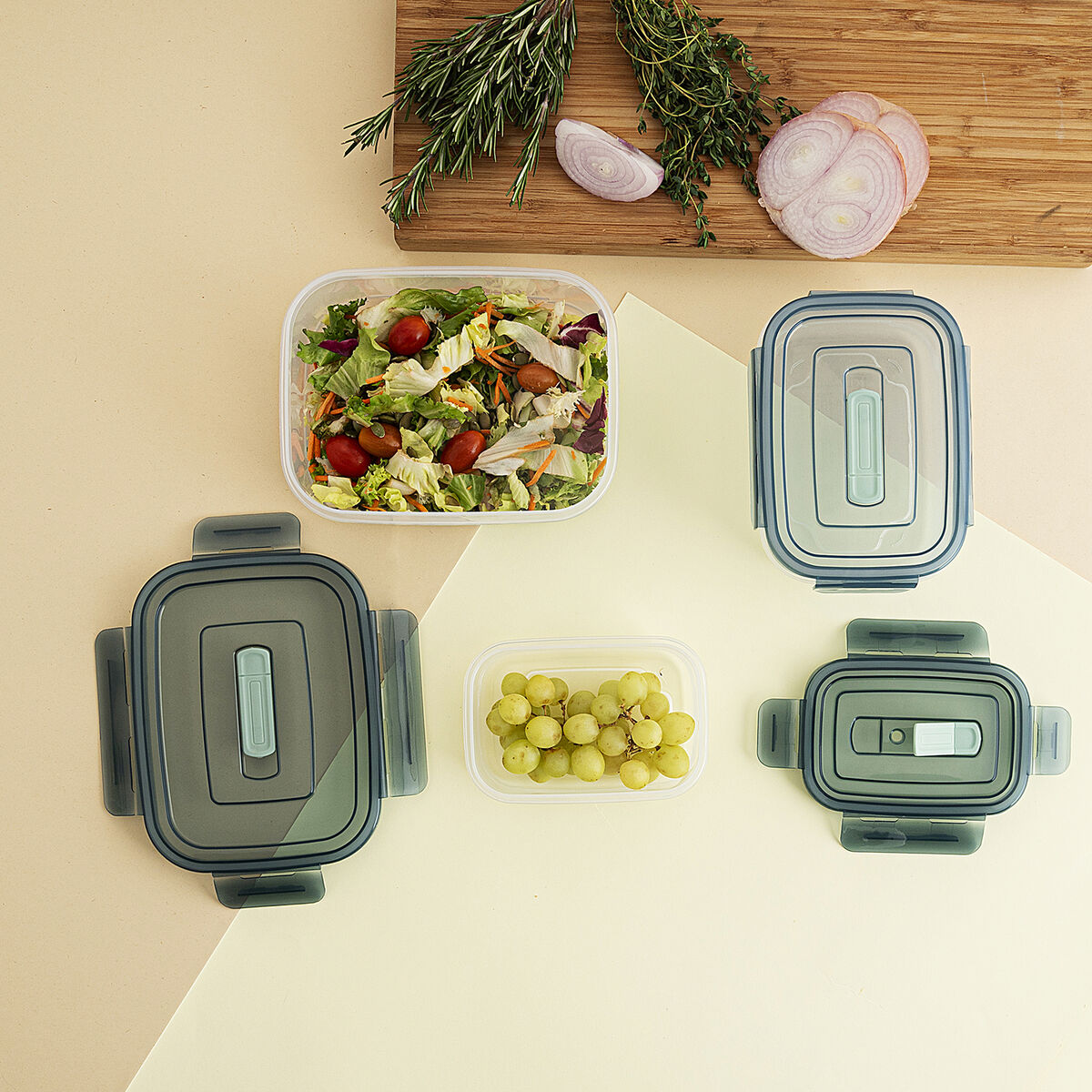 Set of lunch boxes Quid Minimal Green Plastic 500 ml 1 L 1,8 L 3 Pieces