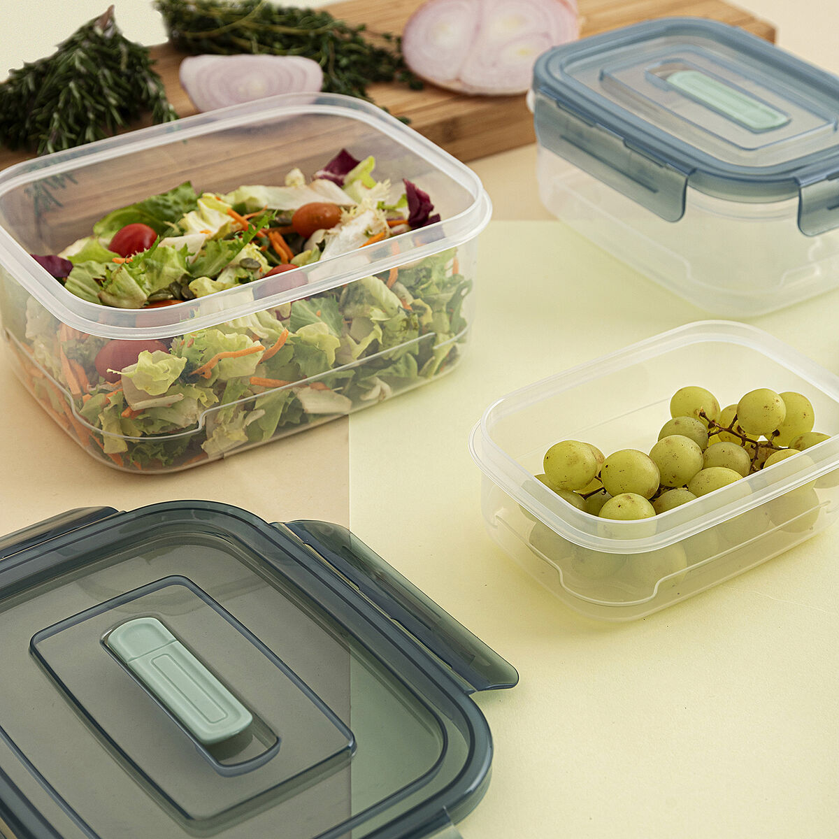 Set of lunch boxes Quid Minimal Green Plastic 500 ml 1 L 1,8 L 3 Pieces
