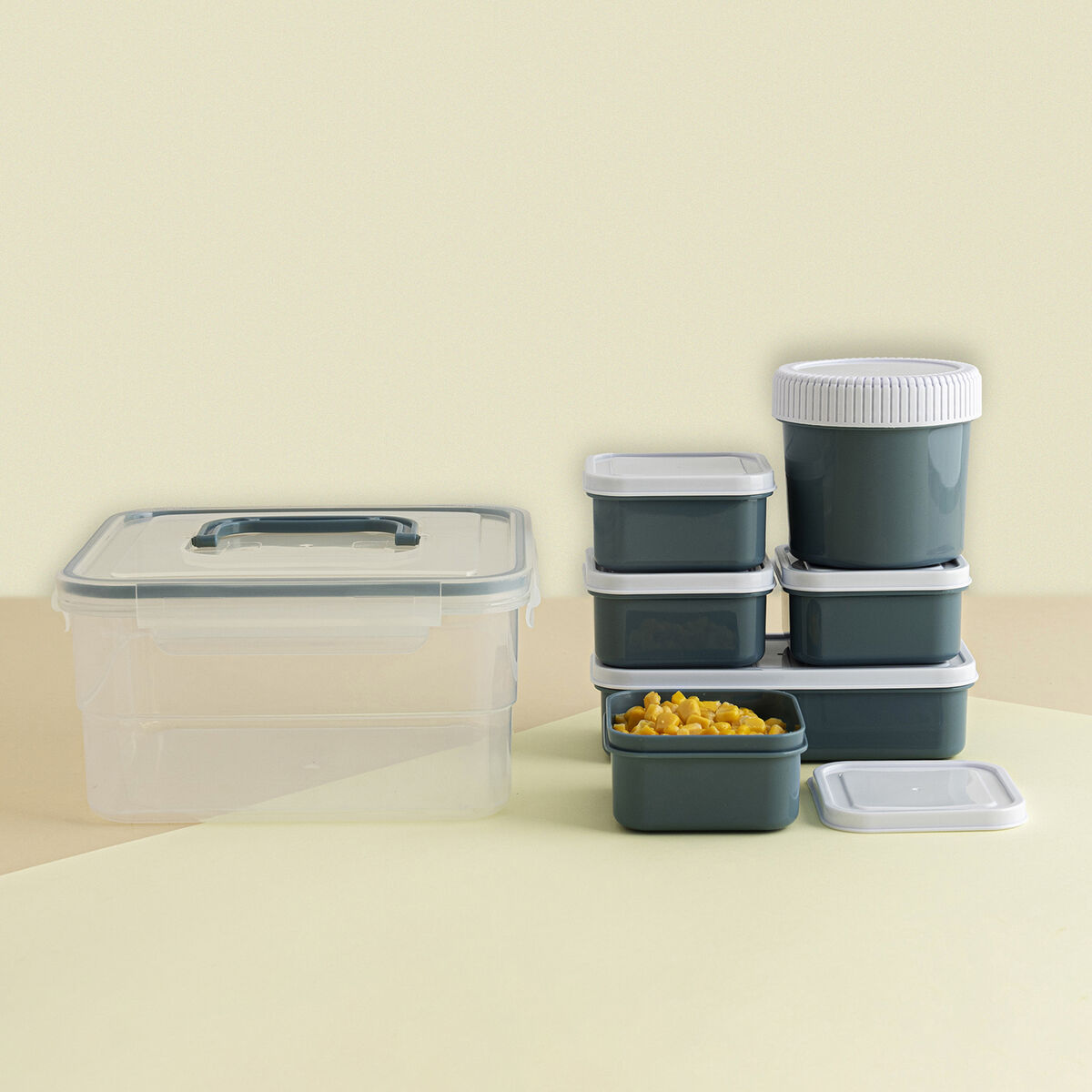 Set of Stackable Hermetically-sealed Kitchen Containers Quid Minimal 7 Pieces