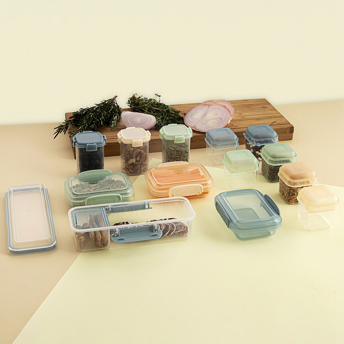 Set of Stackable Hermetically-sealed Kitchen Containers Quid Minimal 5 x 5 x 6 cm 6 Pieces