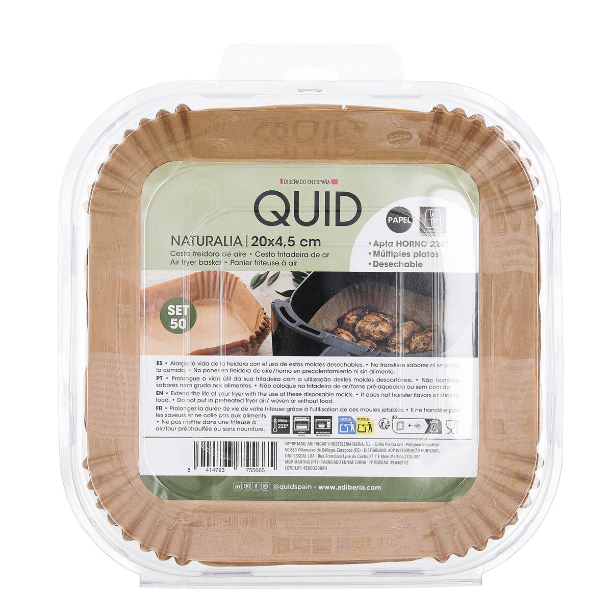 Air Fryer Basket Quid Naturalia Paper 20 x 4,5 cm 50 Units